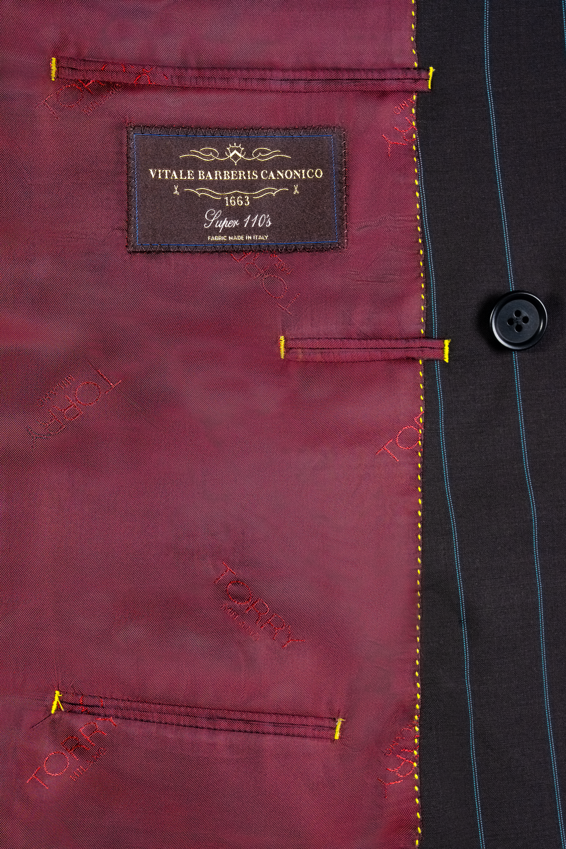 Black Striped Double Breasted Wool Suit