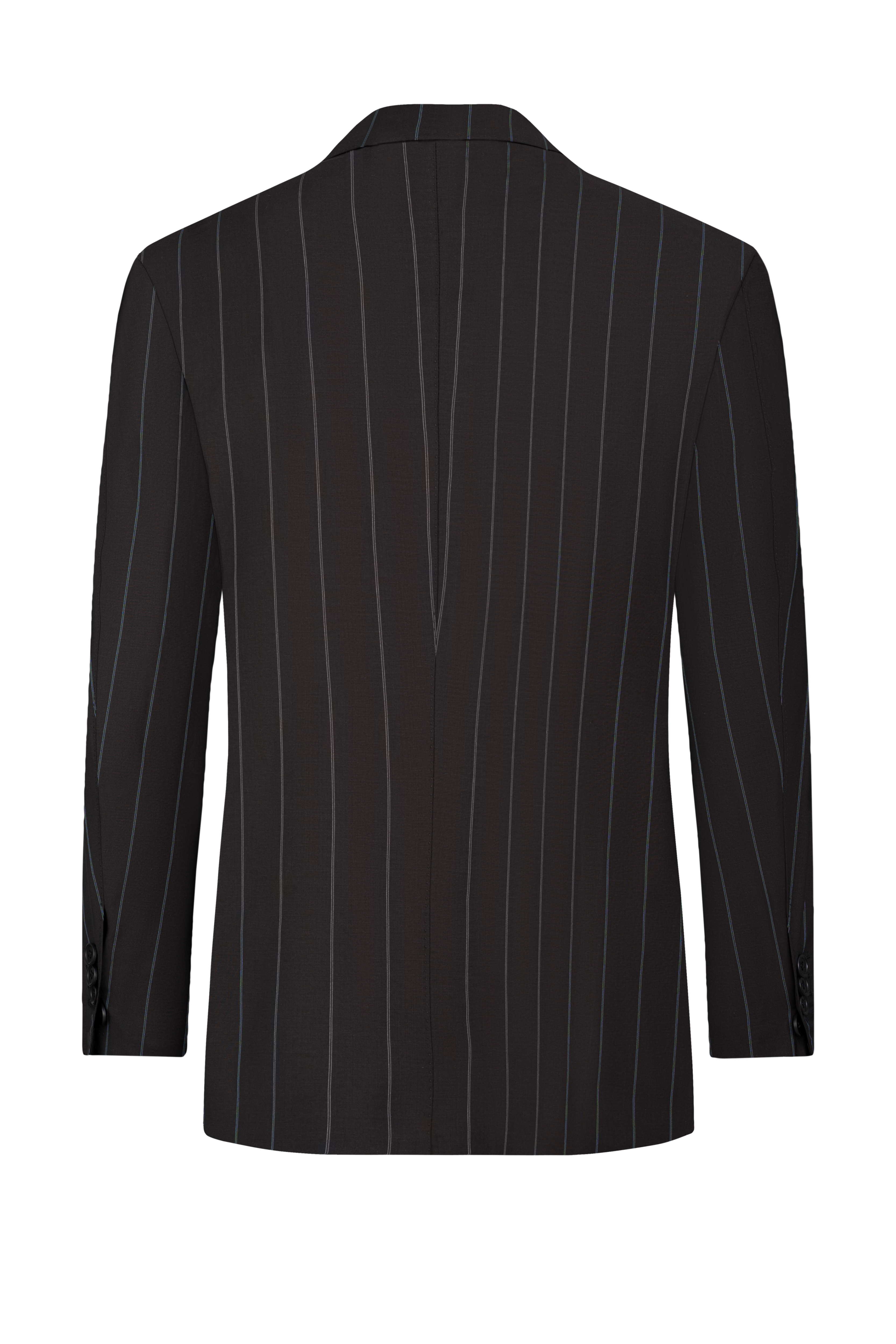 Black Striped Double Breasted Wool Suit