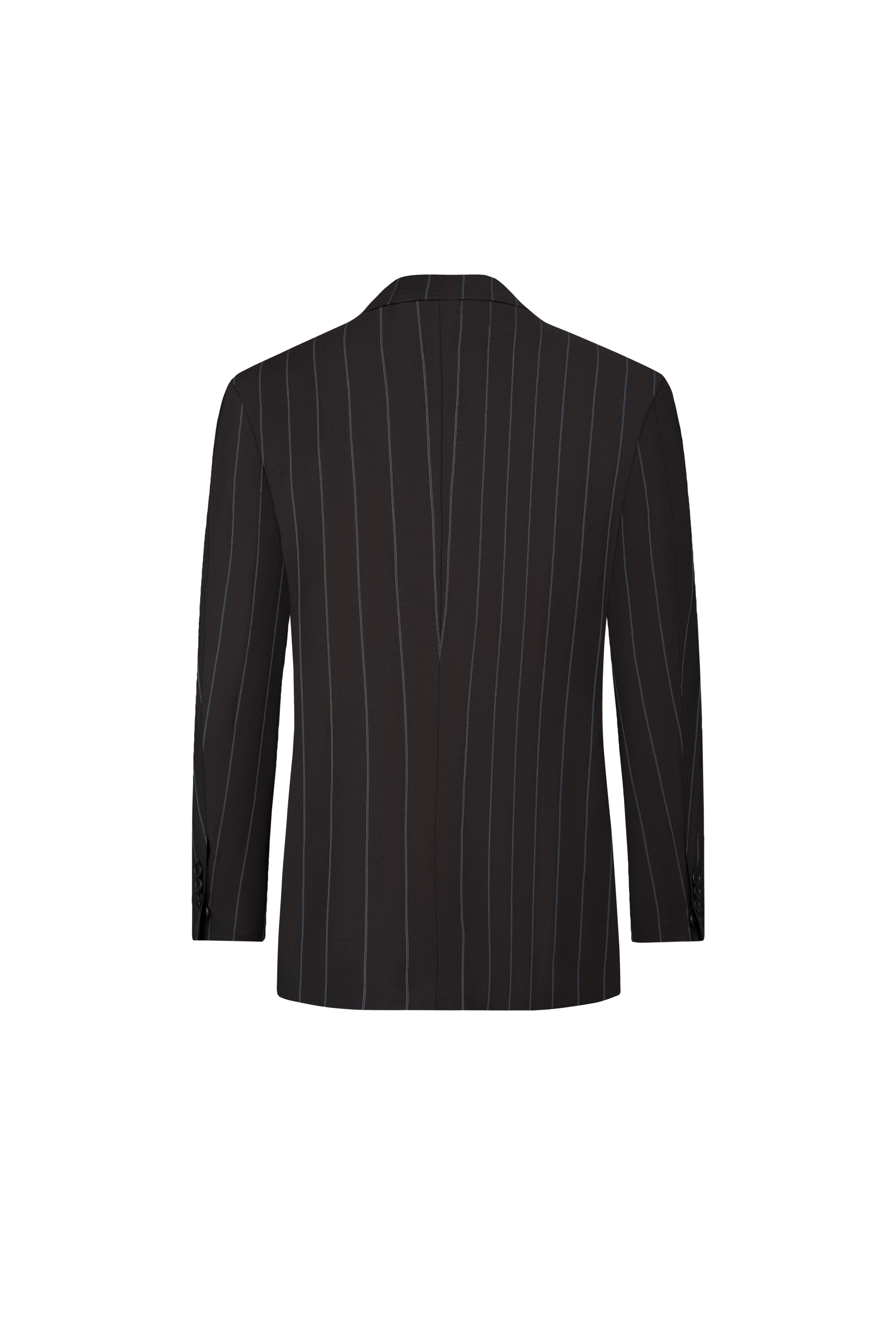 Black Striped Double Breasted Wool Suit