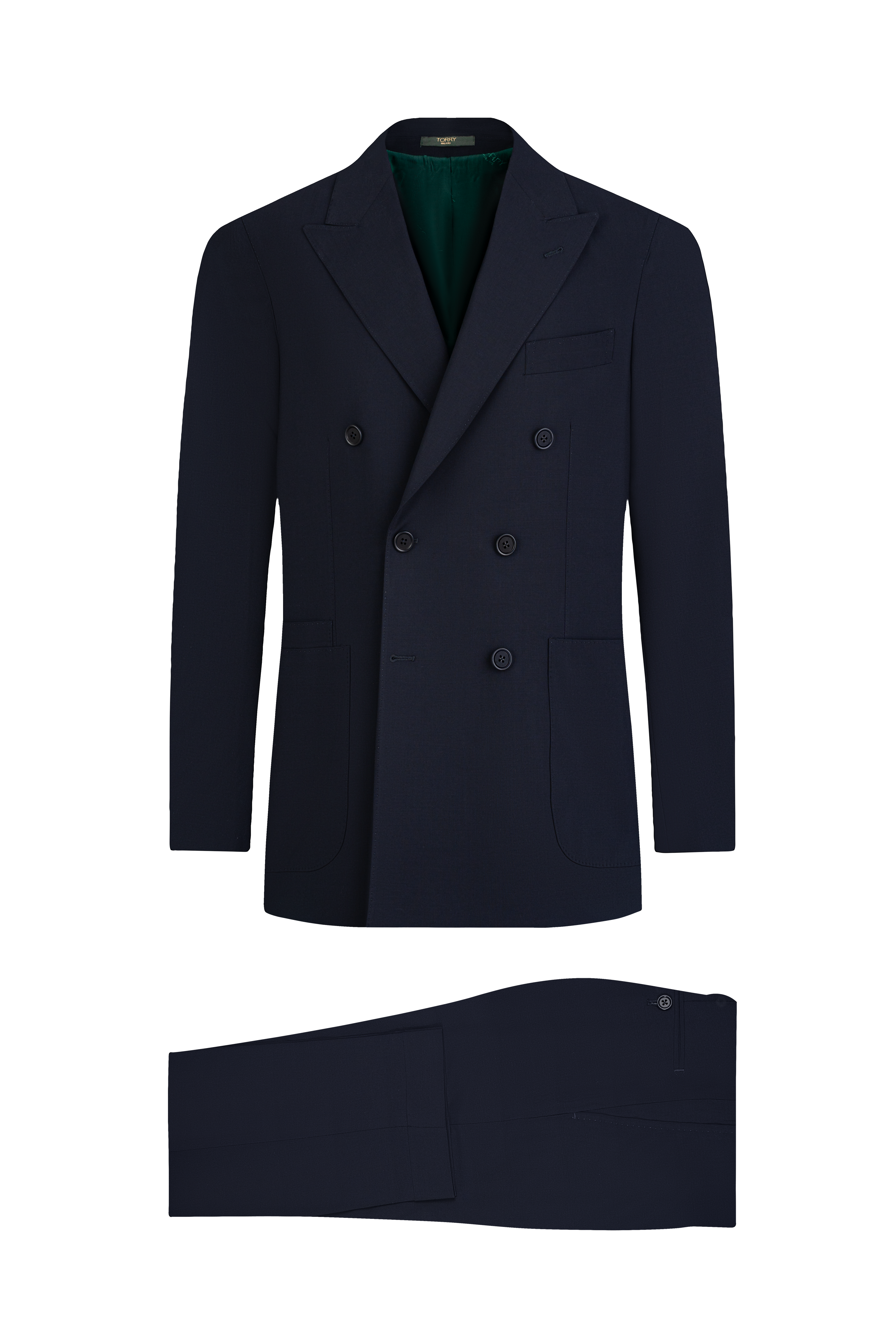 Navy Blue Double Breasted Wool Suit