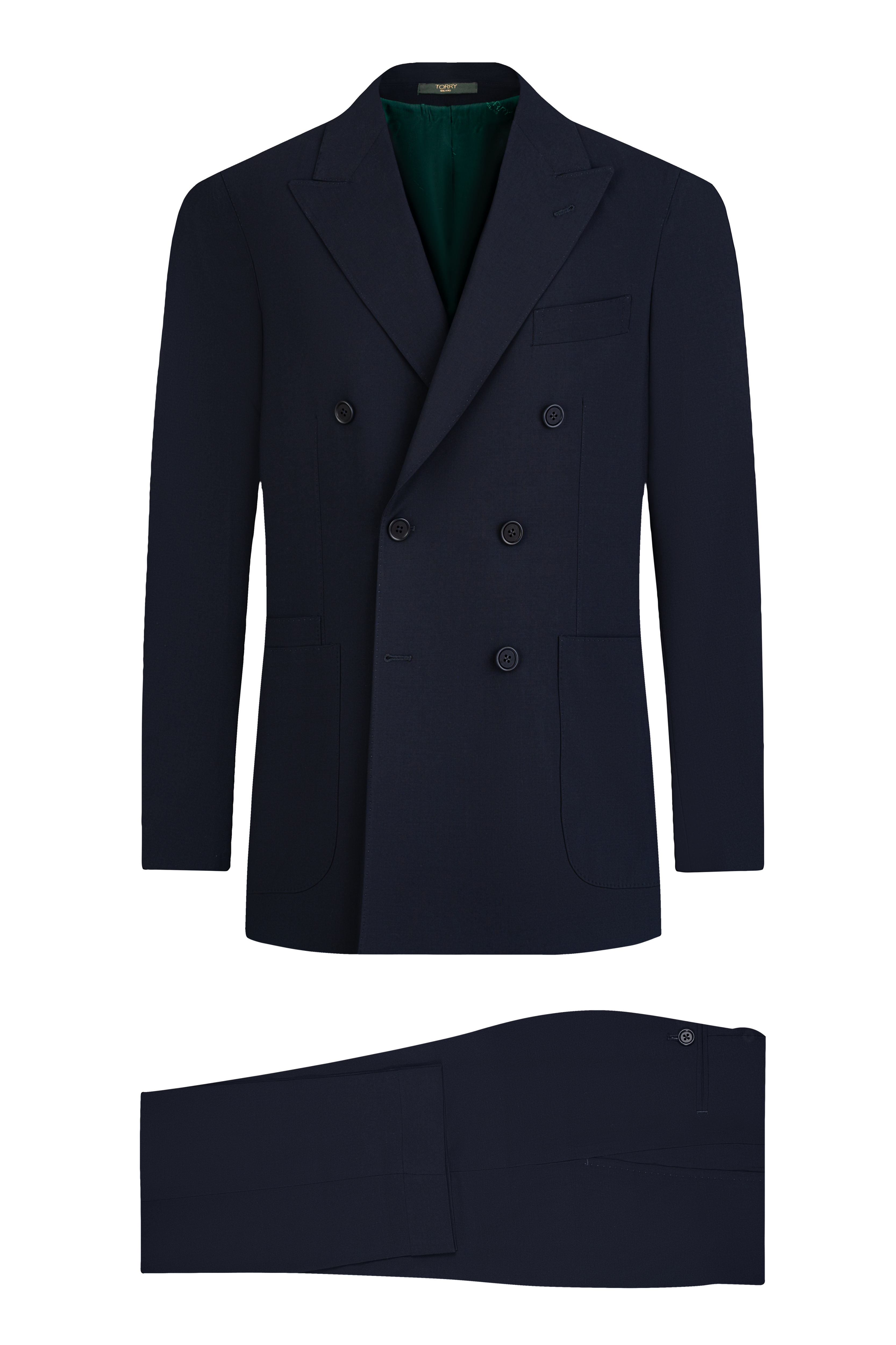 Navy Blue Double Breasted Wool Suit