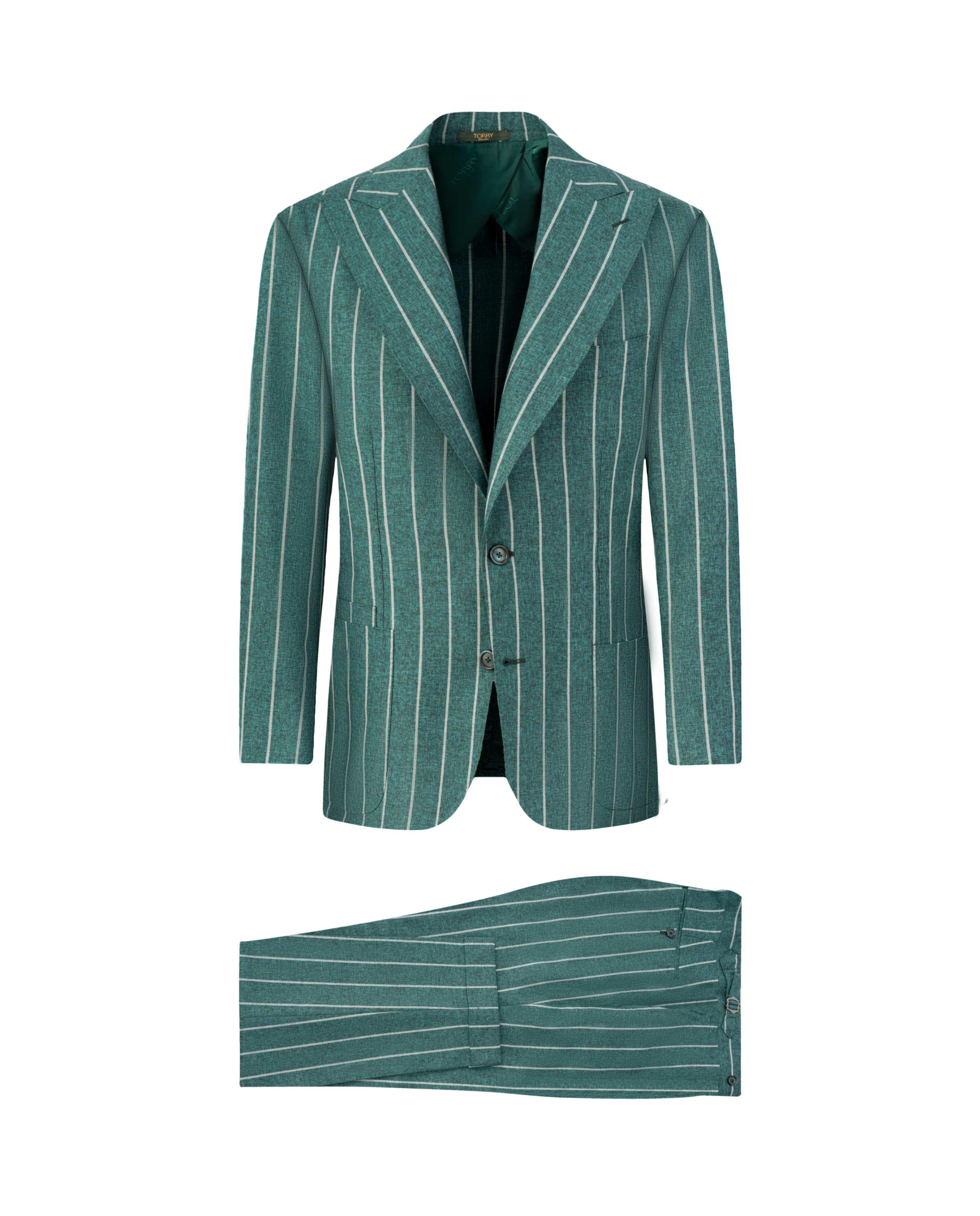 Green Premium Striped Suit