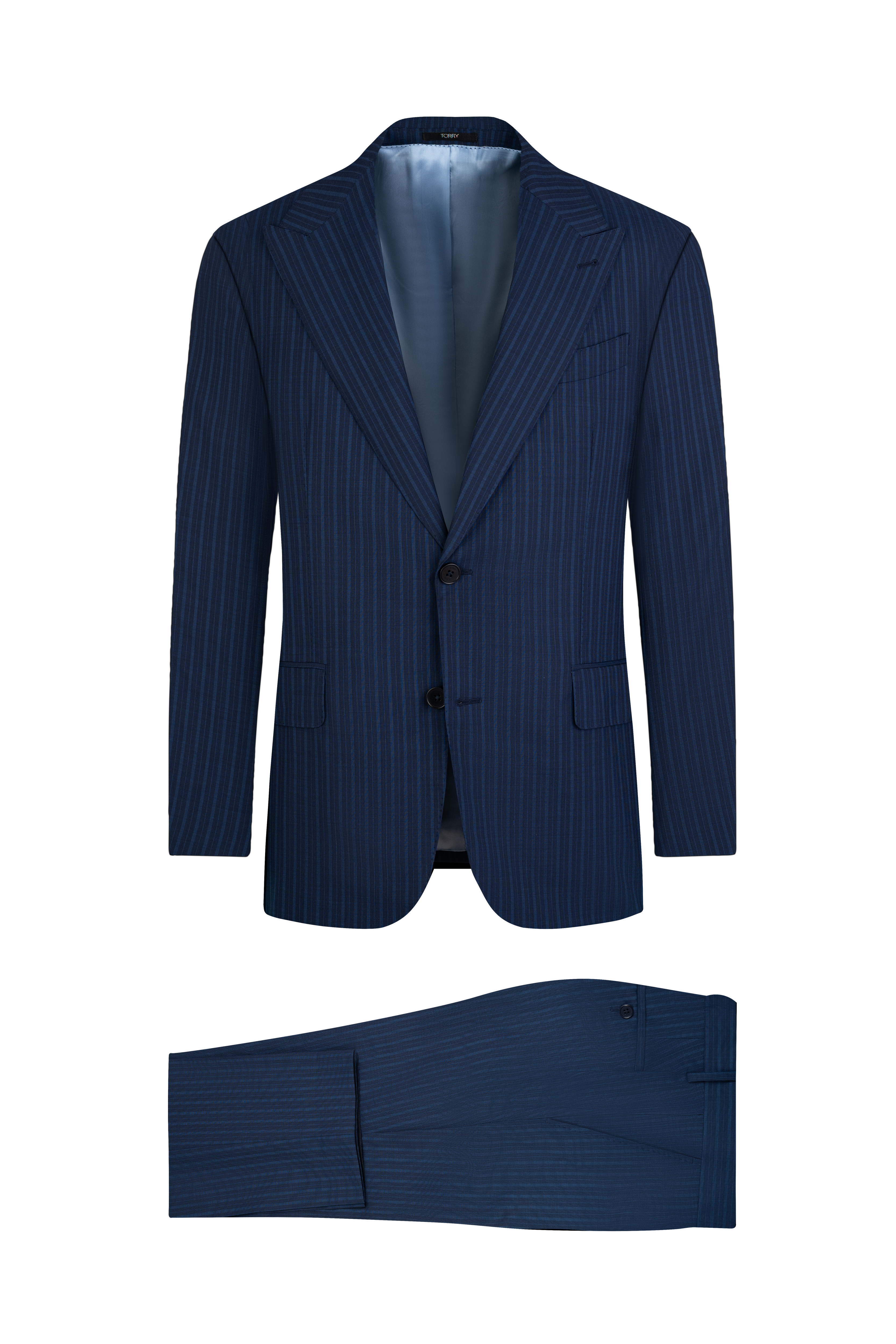 Navy Blue Striped Wool Suit
