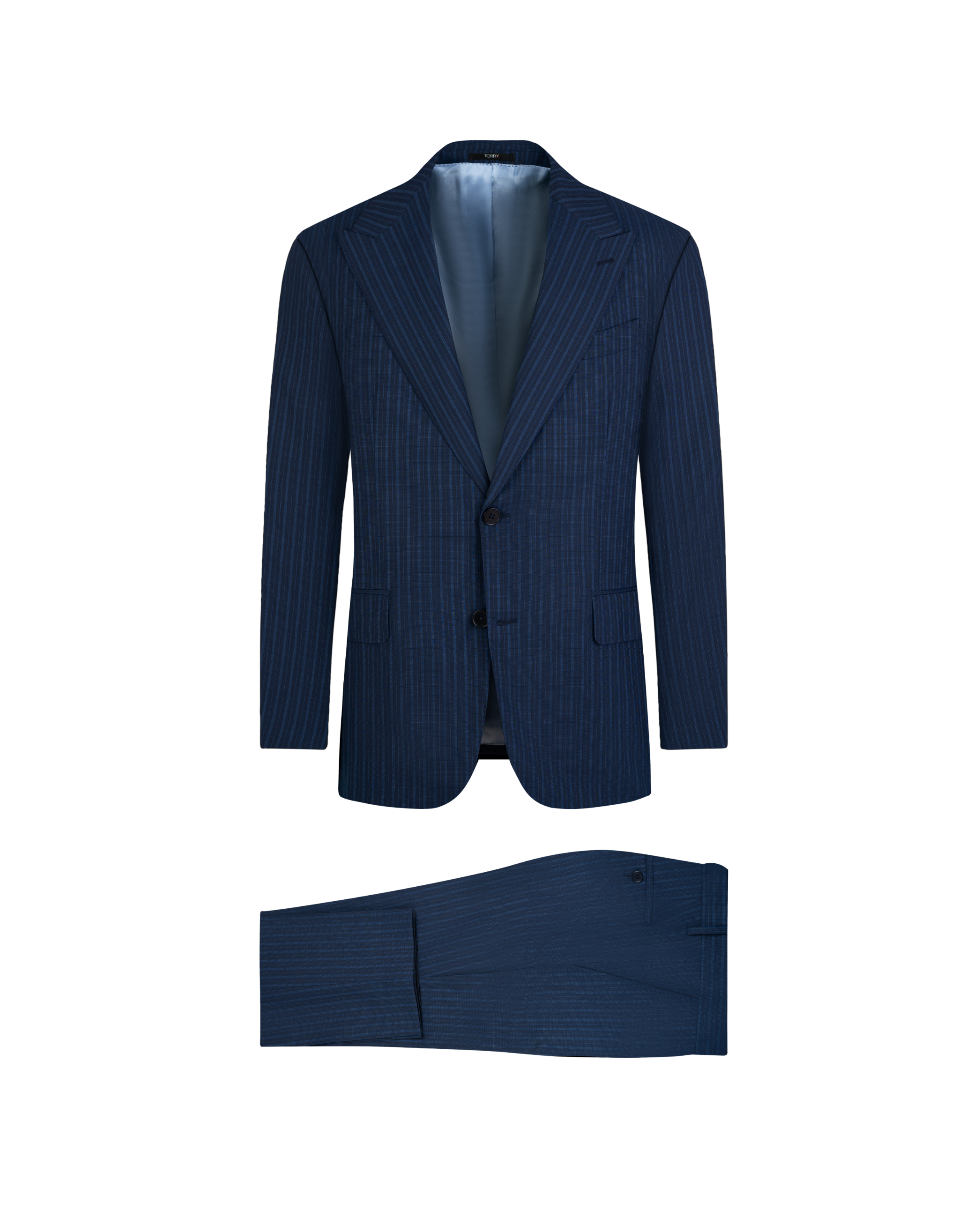 Navy Blue Striped Wool Suit
