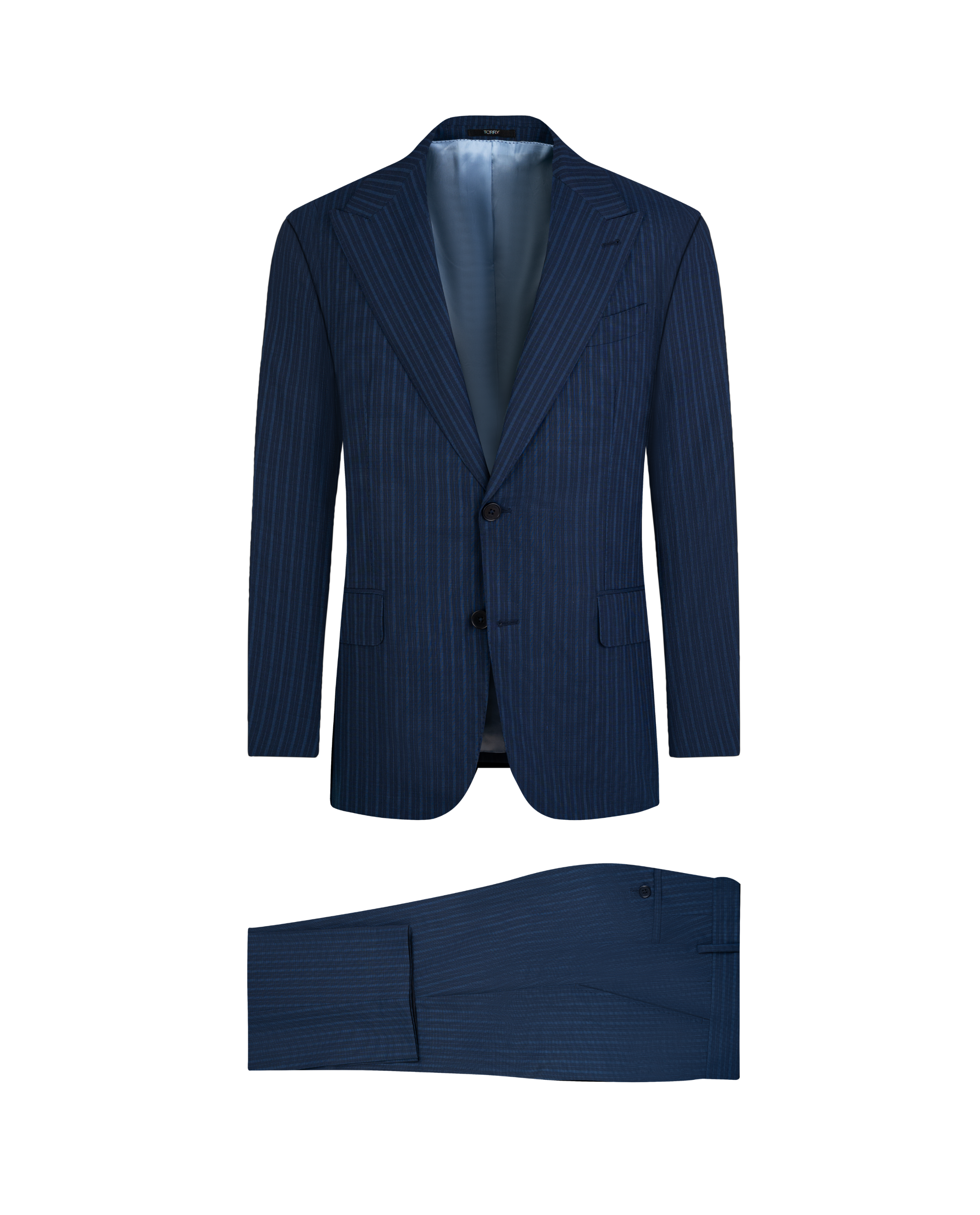 Navy Blue Striped Wool Suit