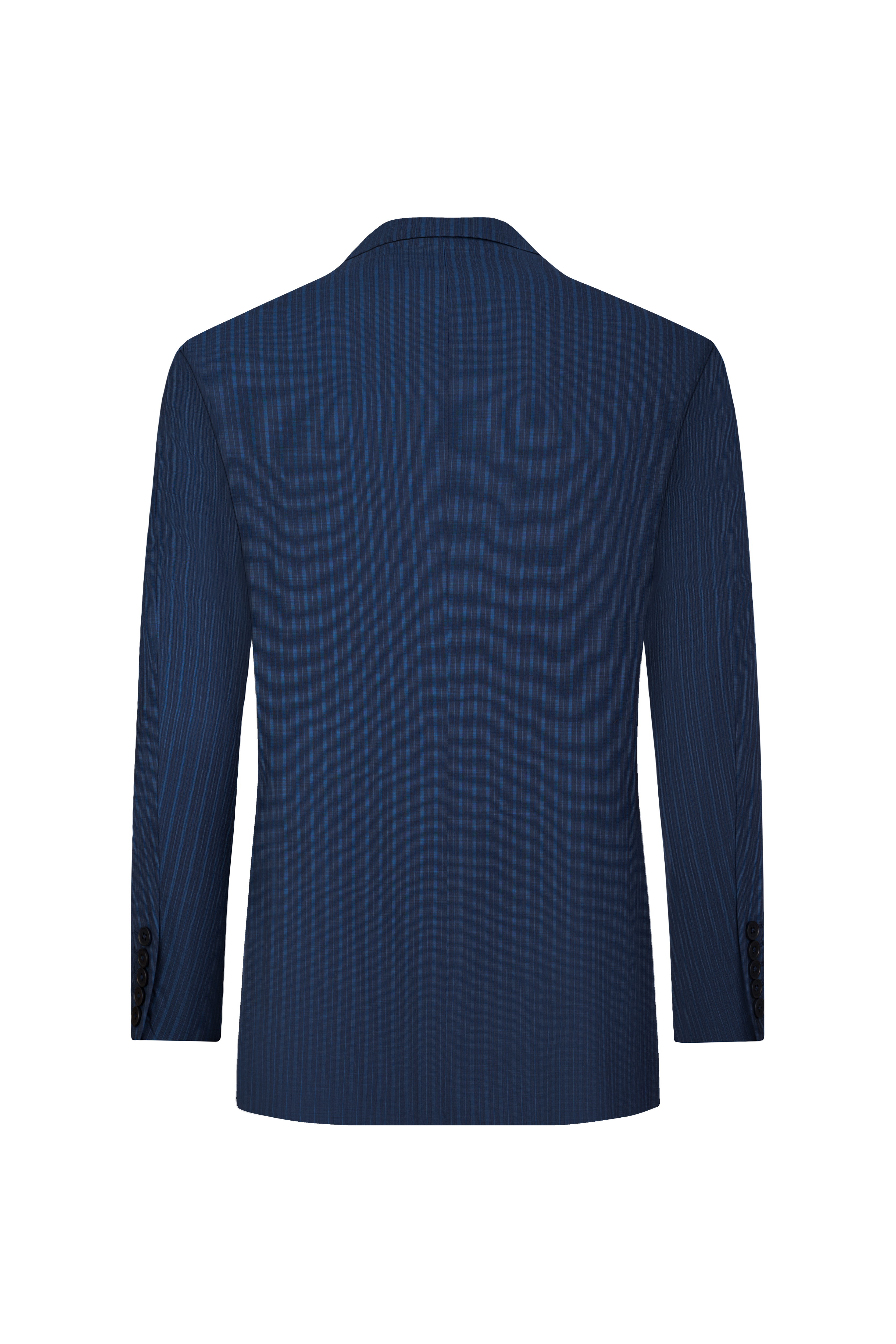 Navy Blue Striped Wool Suit