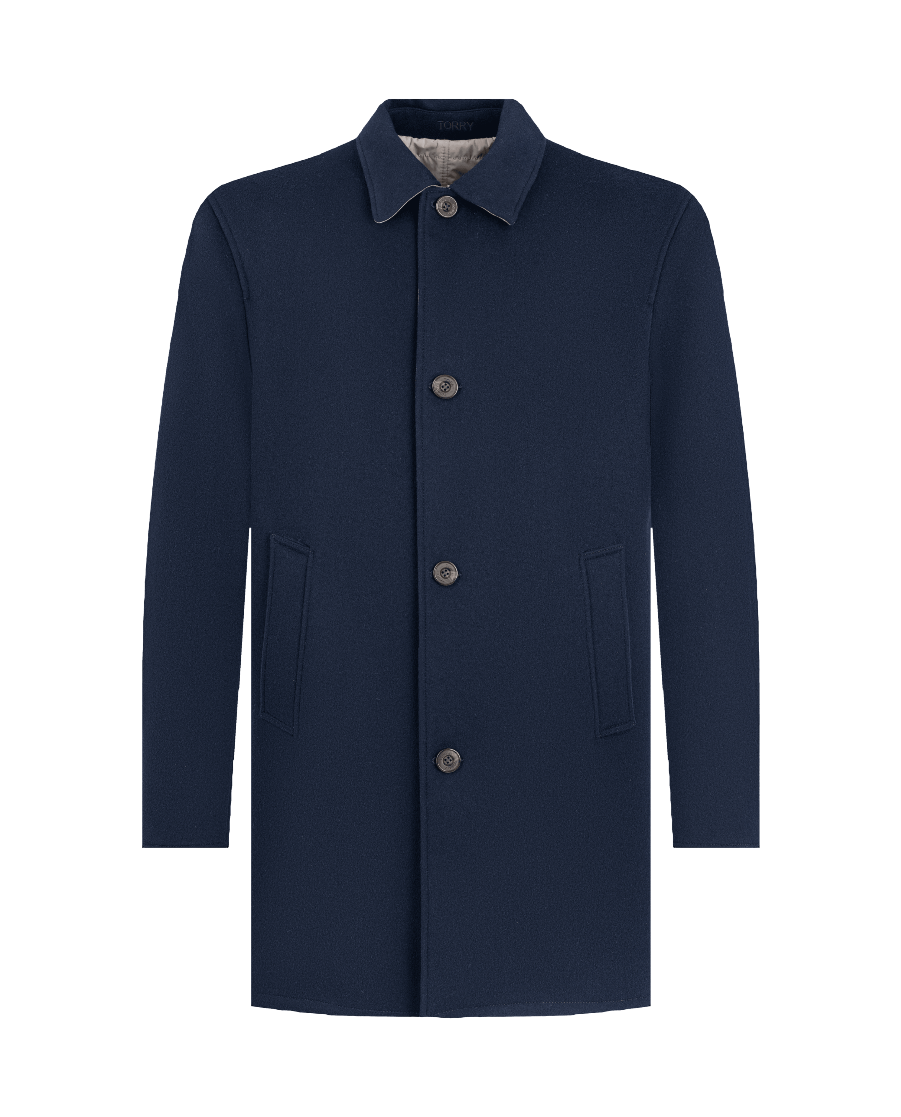 Double-Face Luxury Coat - Navy Blue & Beige