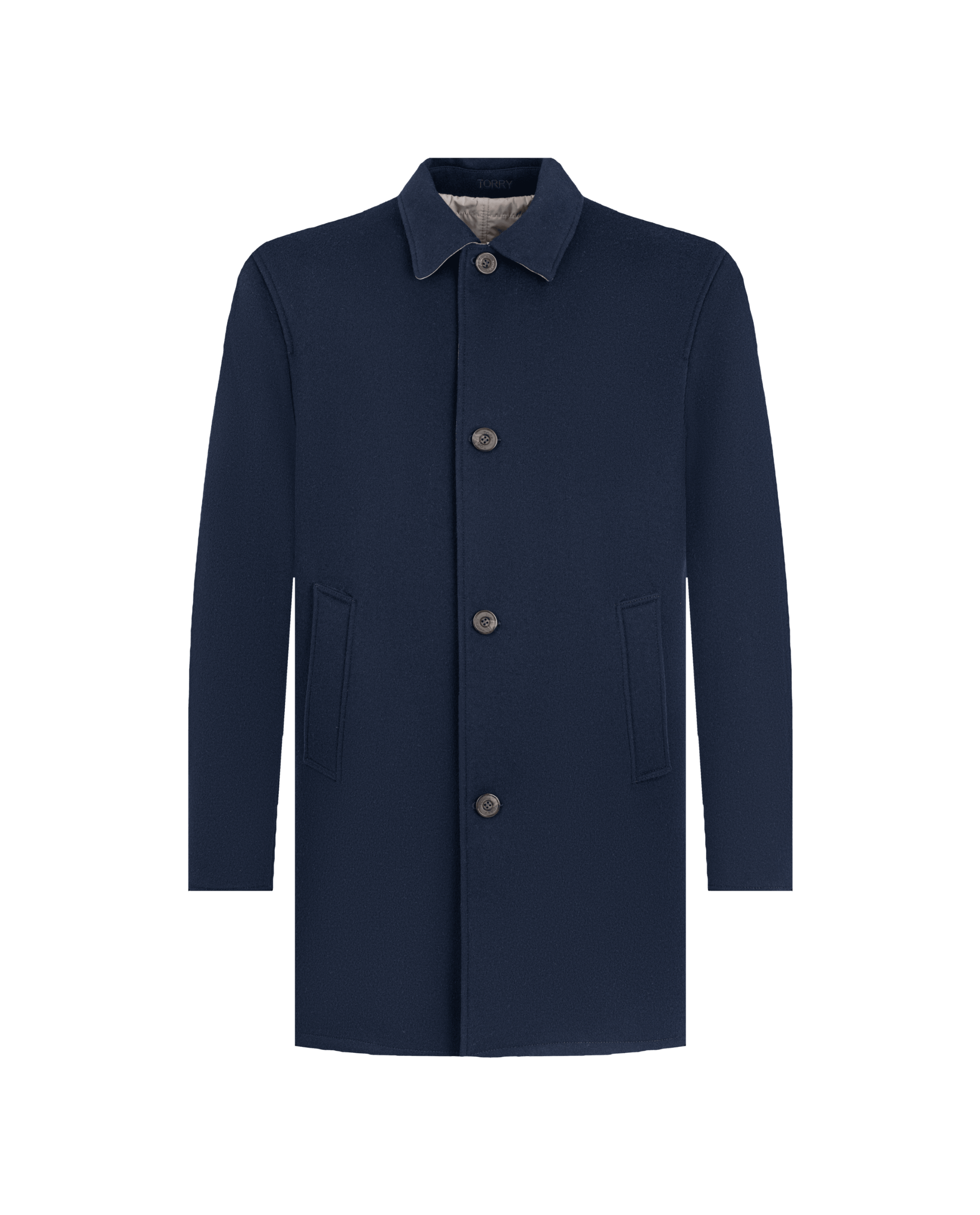 Double-Face Luxury Coat - Navy Blue & Beige