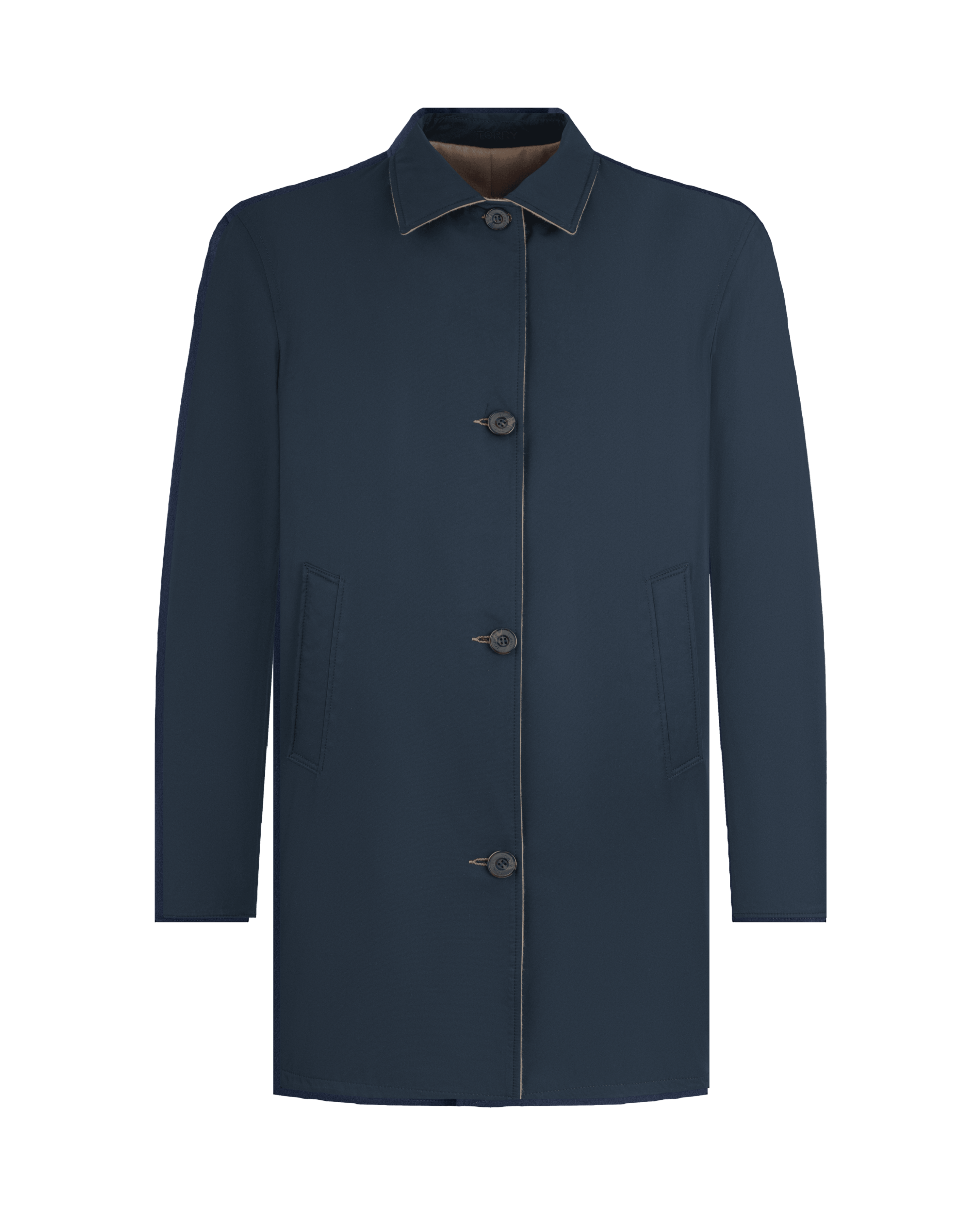 Double-Face Luxury Coat - Navy Blue & Brown