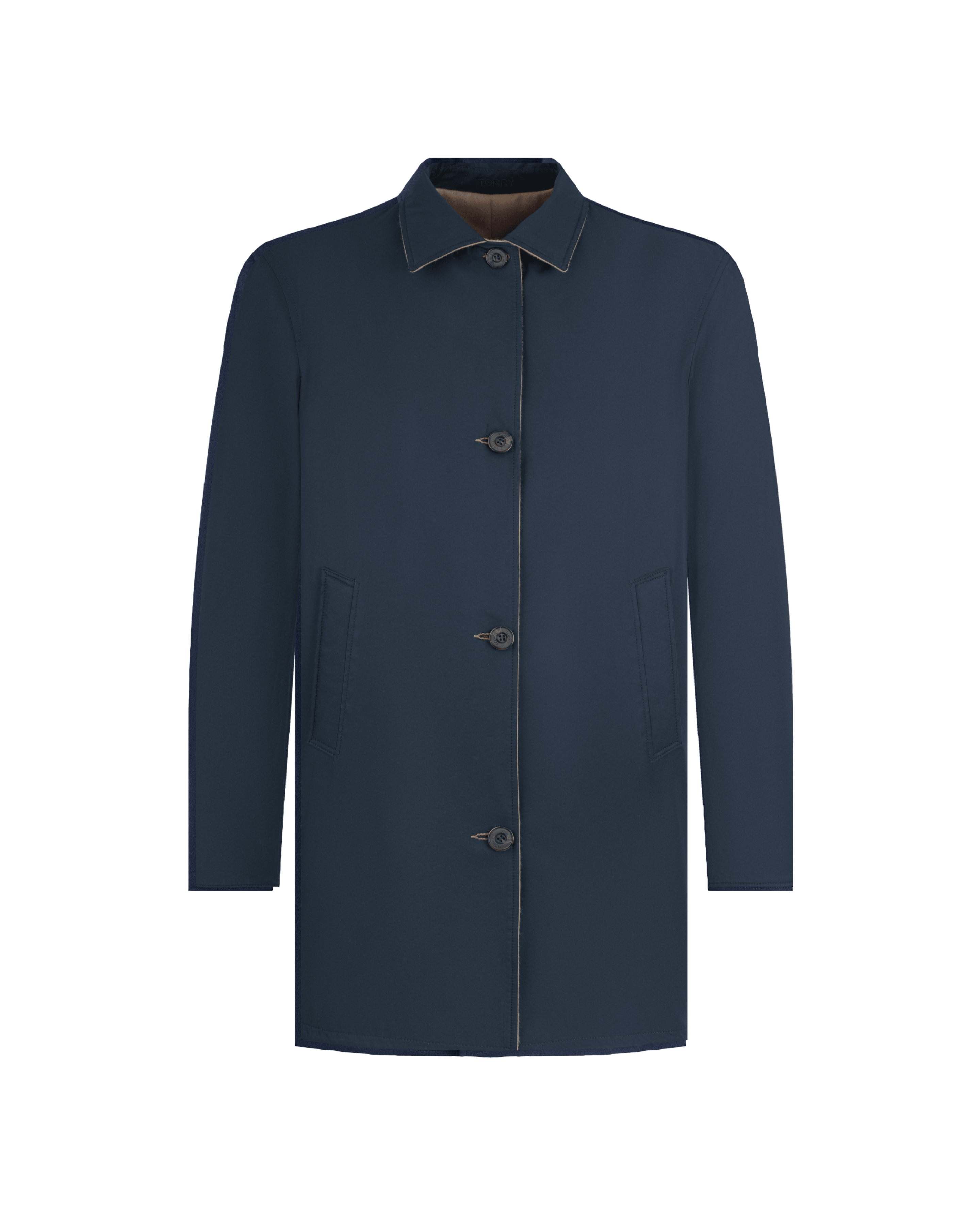 Double-Face Luxury Coat - Navy Blue & Brown