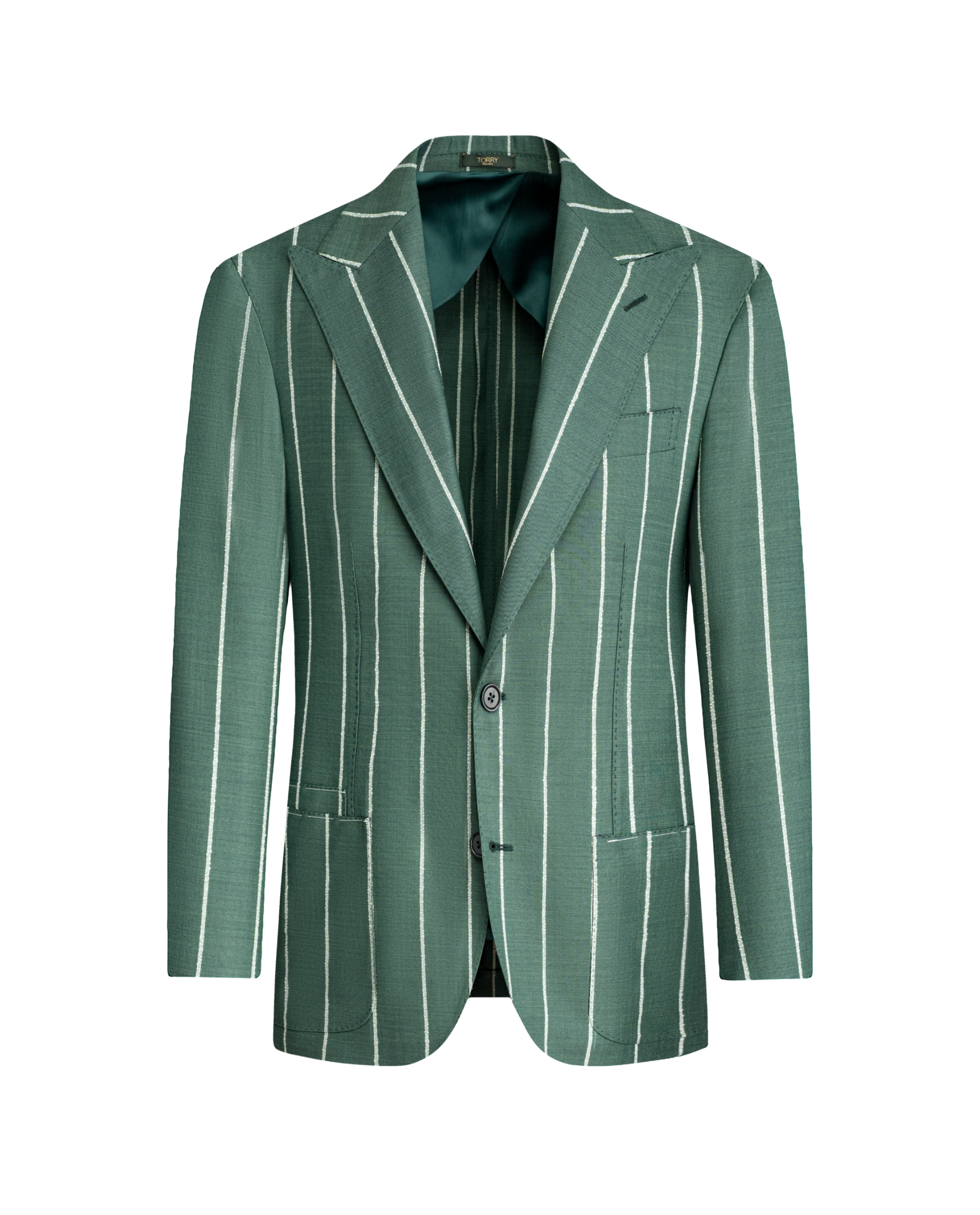 Green Striped Wool Blazer