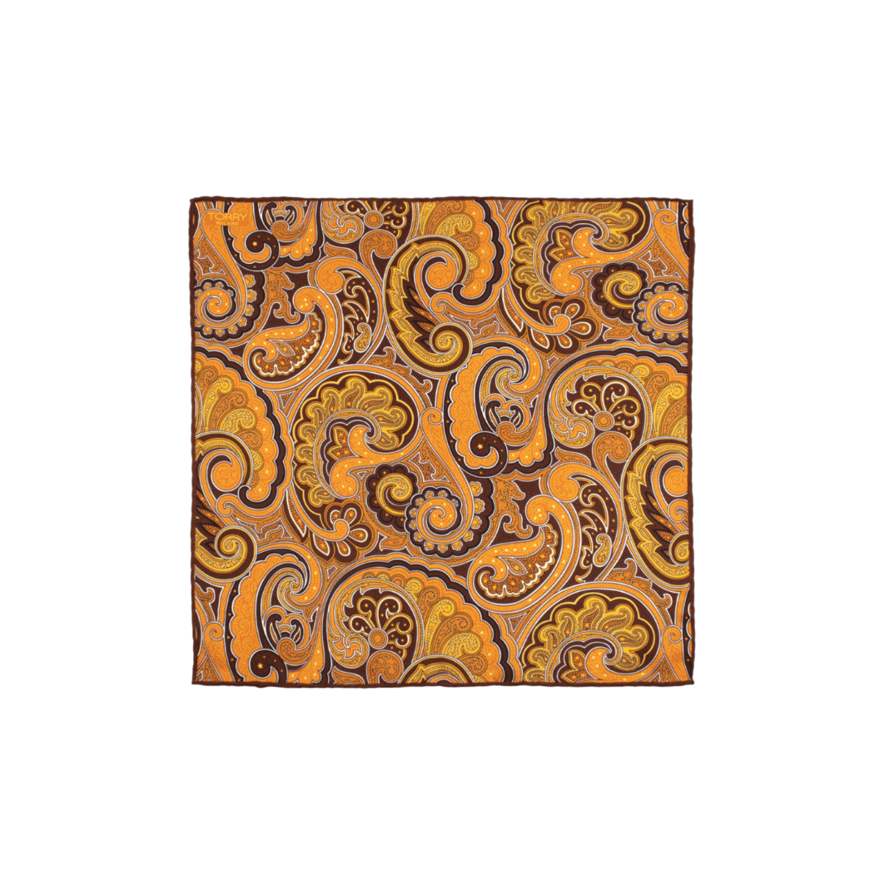 Amber Silk Paisley Pocket Square