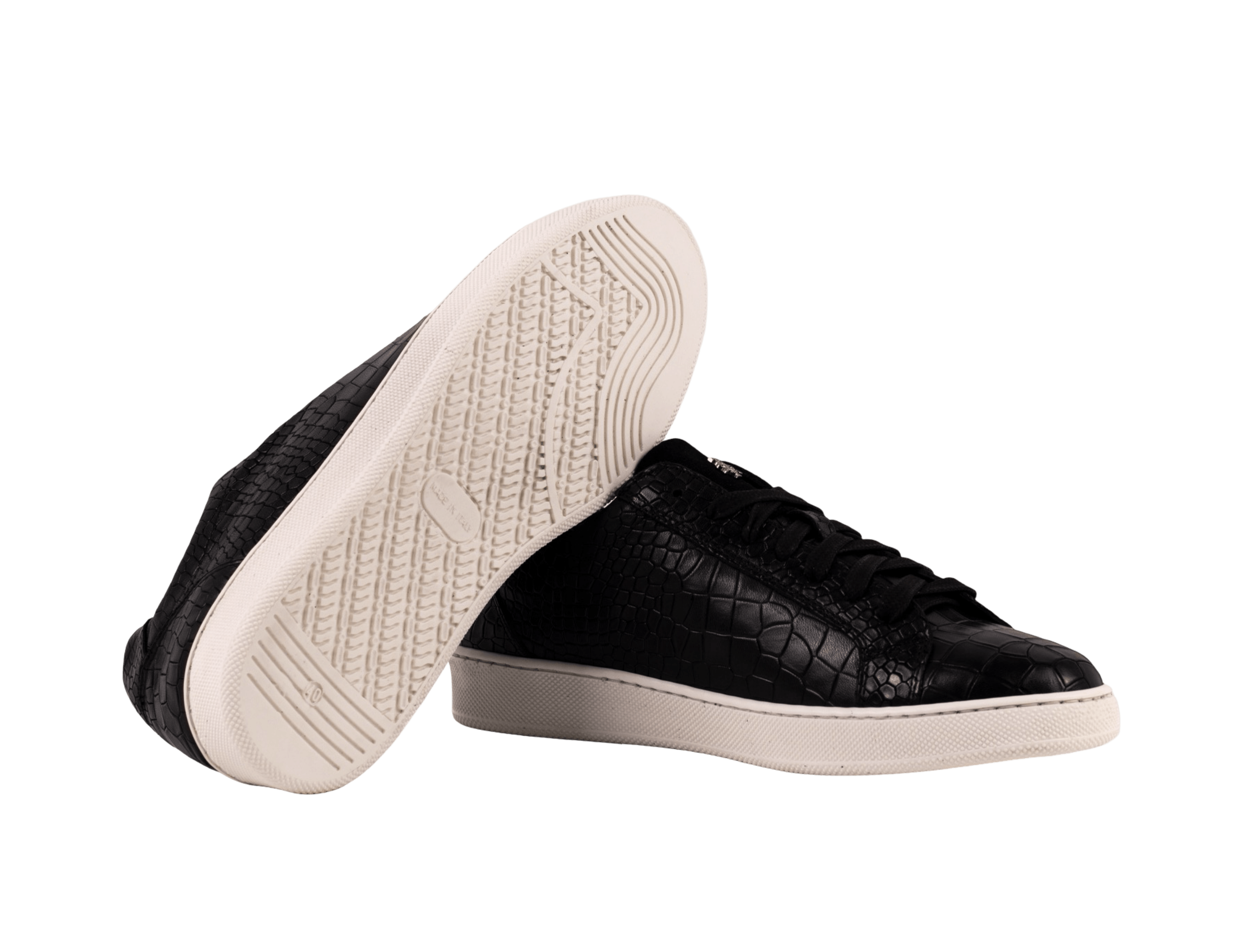 Black Croco Print Sport Sneakers