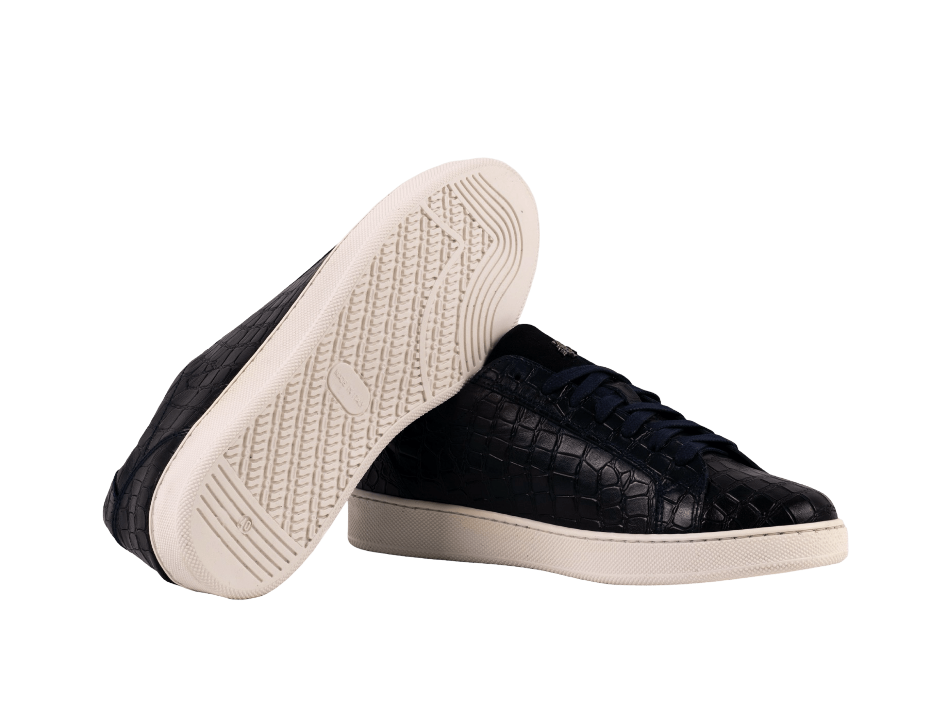 Navy Blue Croco Print Sport Sneakers