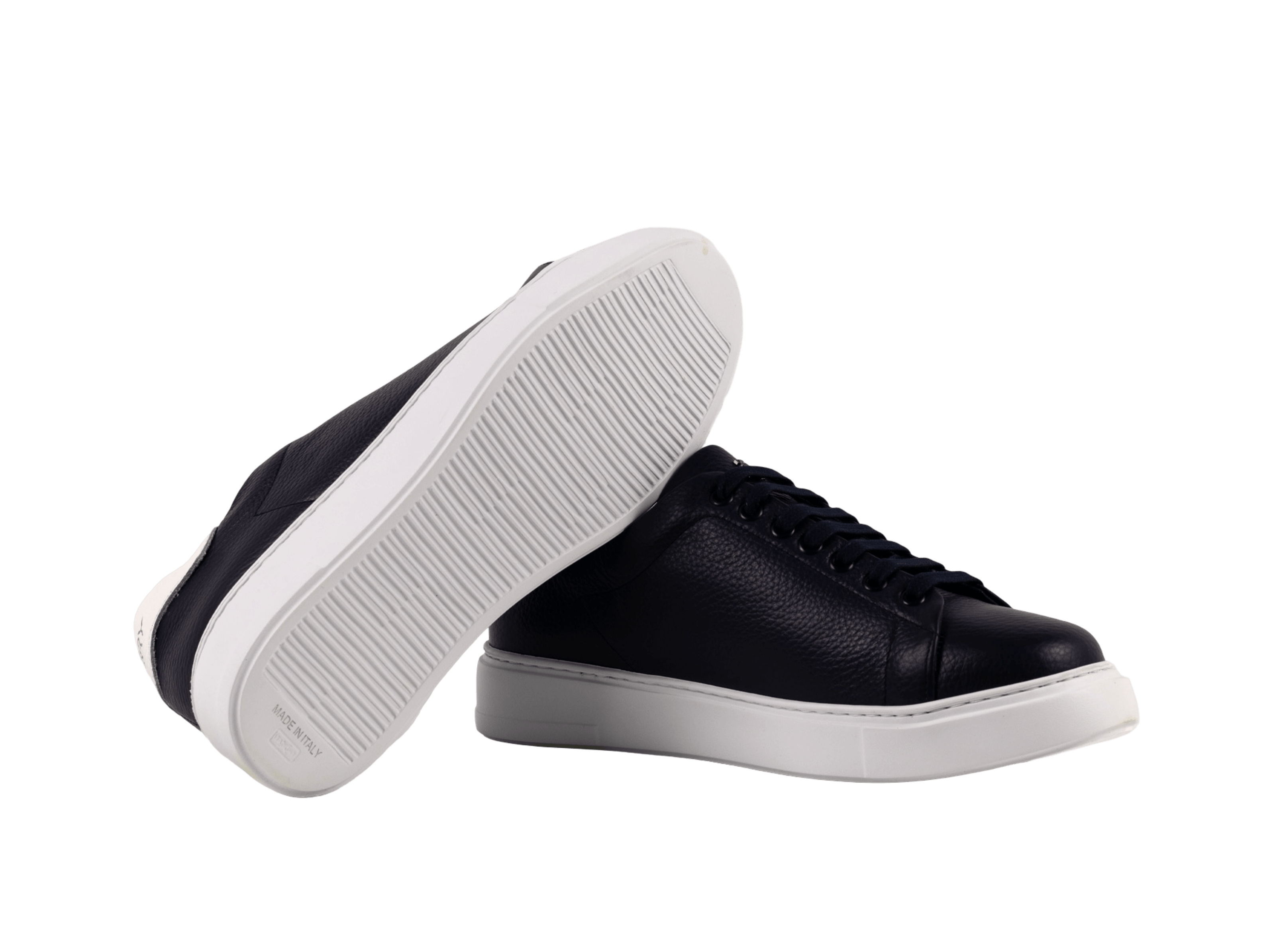 Navy Blue Sport Leather Sneakers