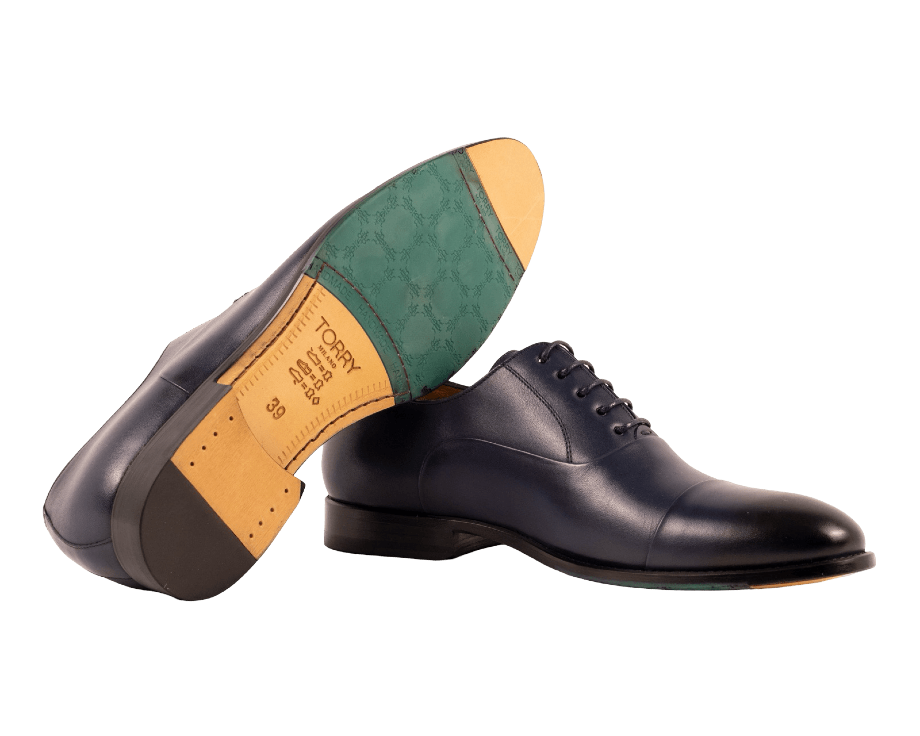 Navy Blue Oxford Leather Shoes