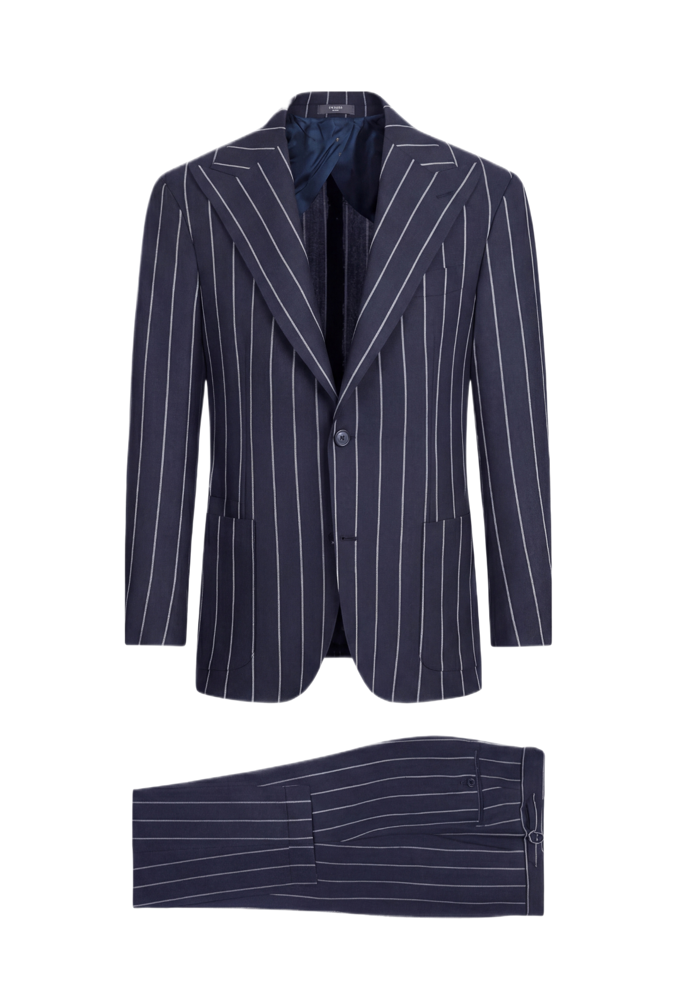 Navy Blue Premium Striped Wool Suit