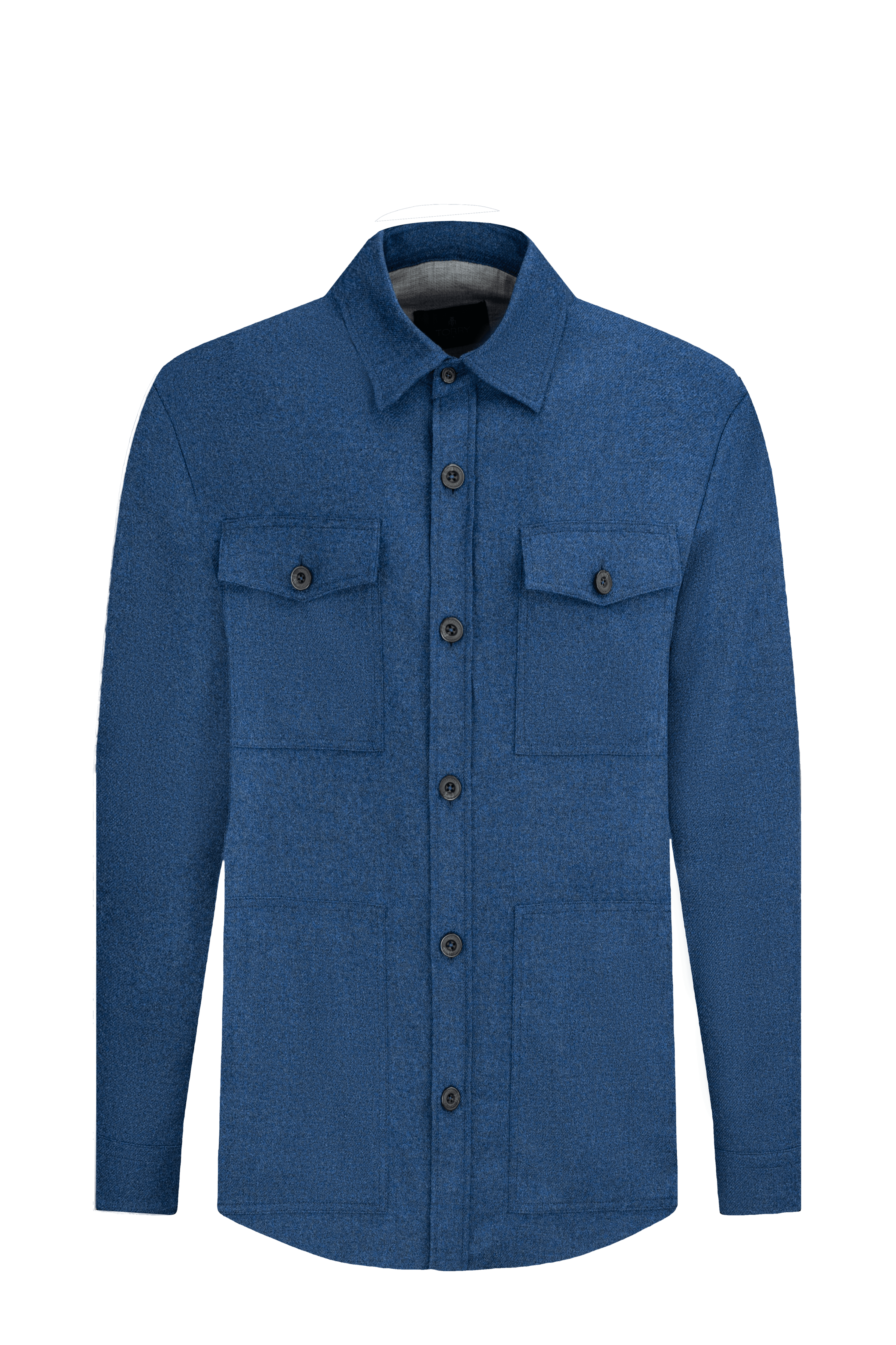 Cămașă albastră din lână și cașmir