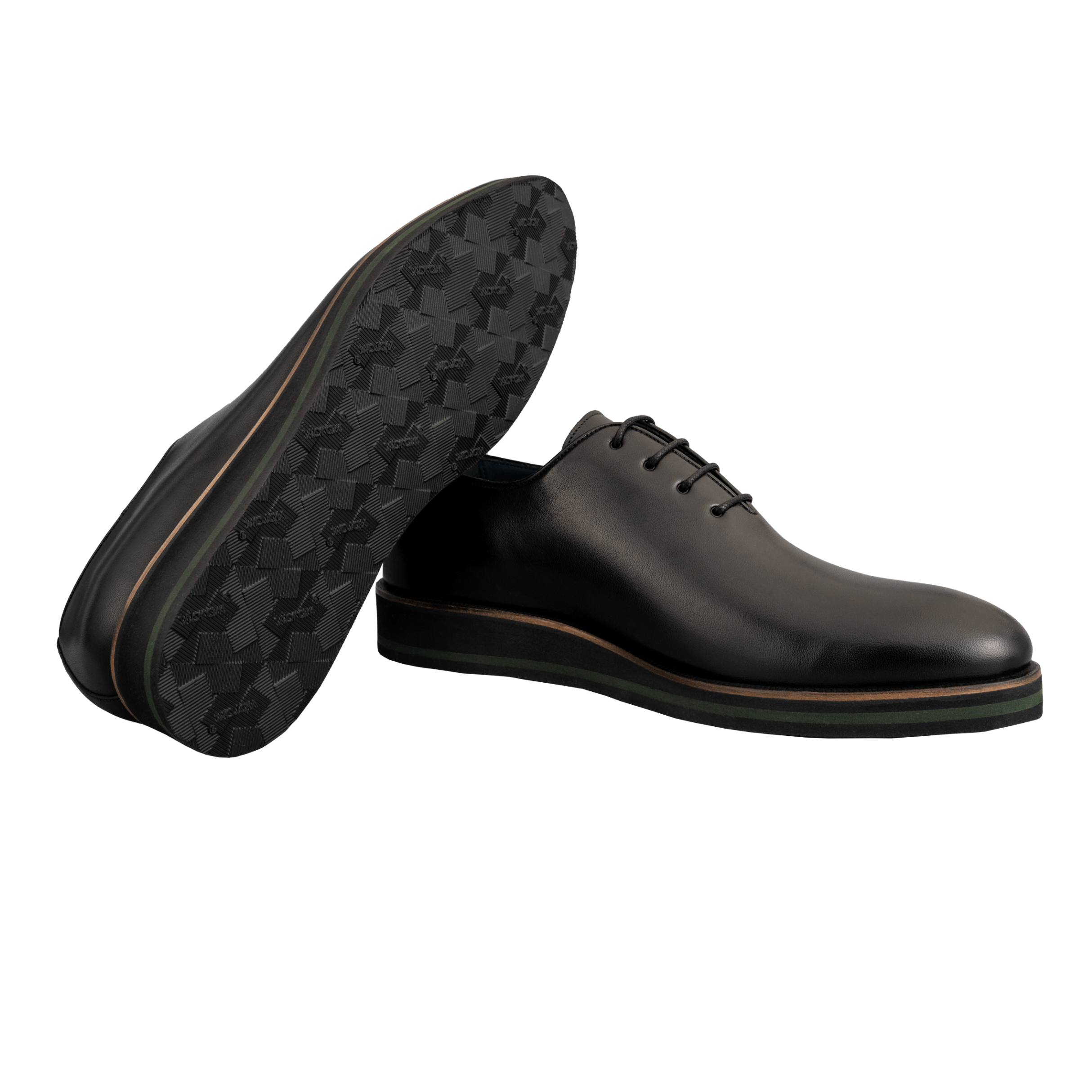 Black One Cut Leather Shoes