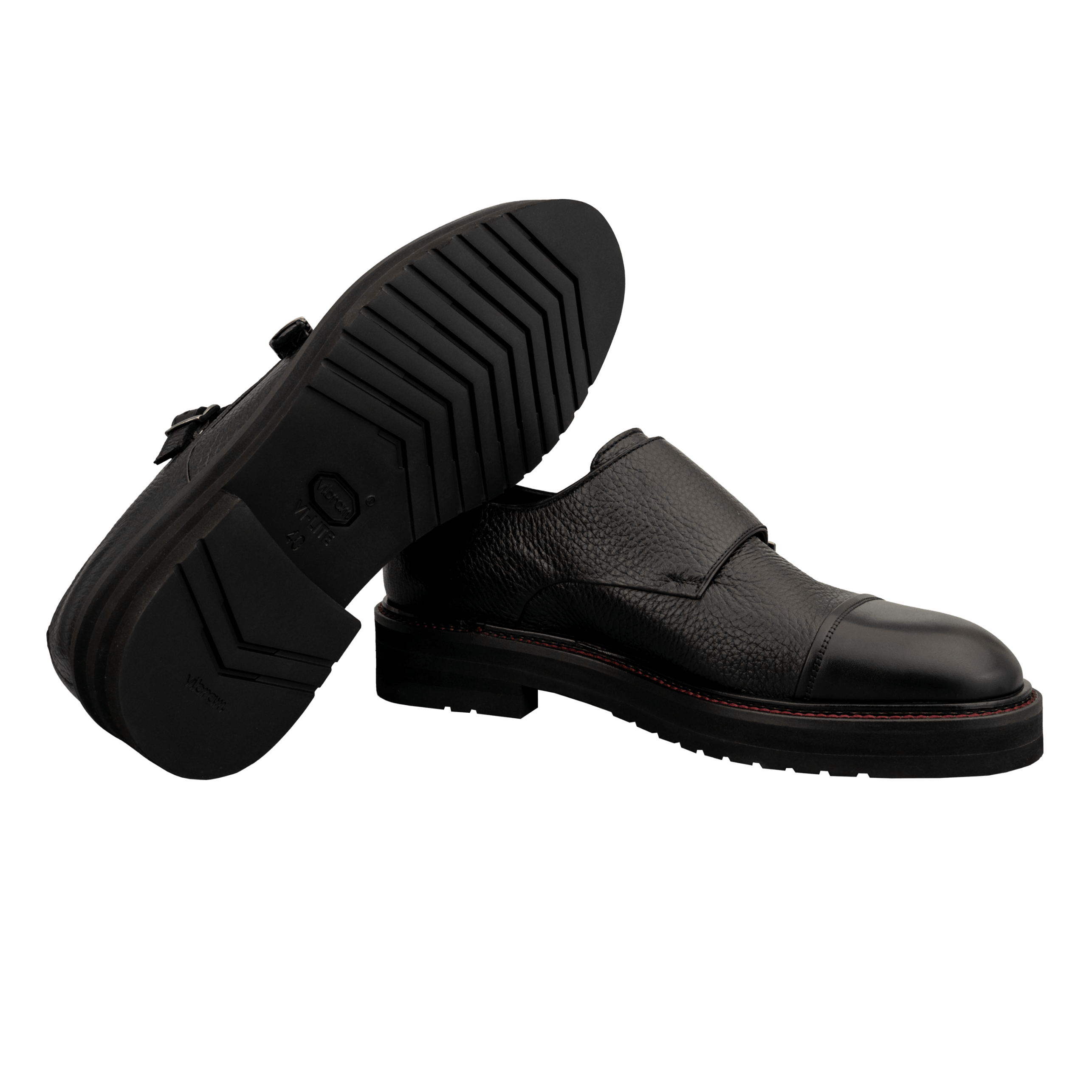 Black Capriolo Double Monk Shoes