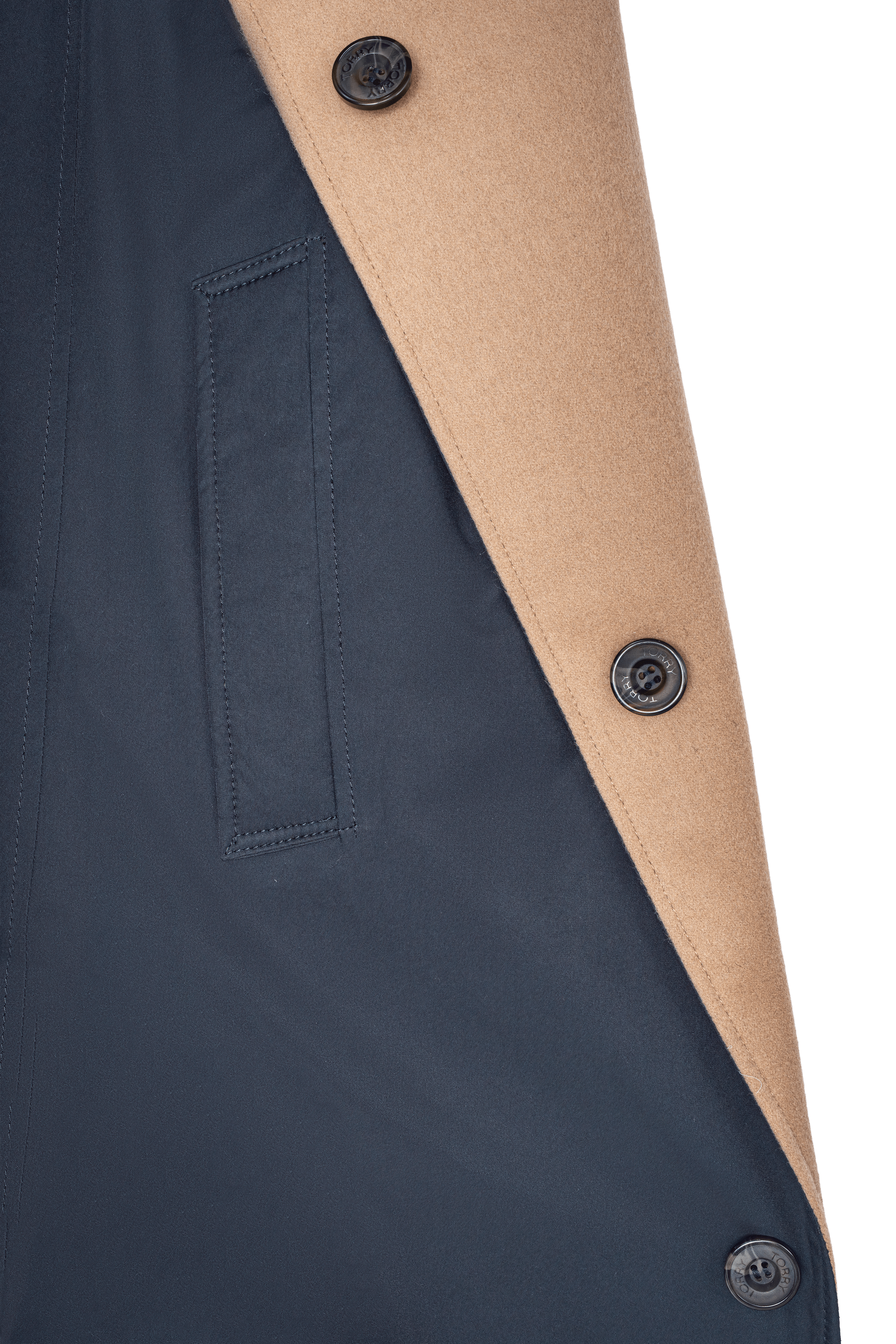 Double-Face Luxury Coat - Navy Blue & Brown