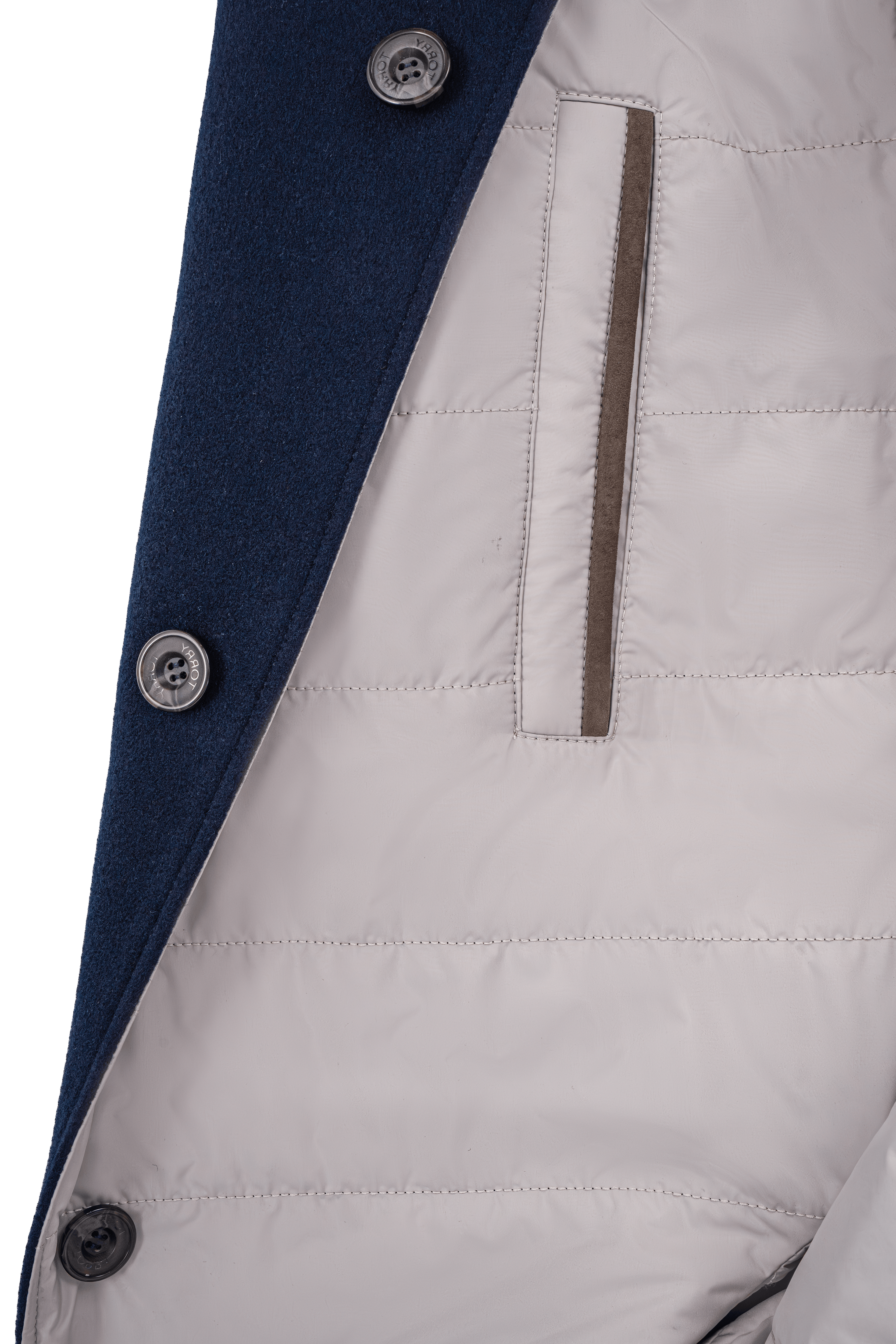 Double-Face Luxury Coat - Navy Blue & Beige