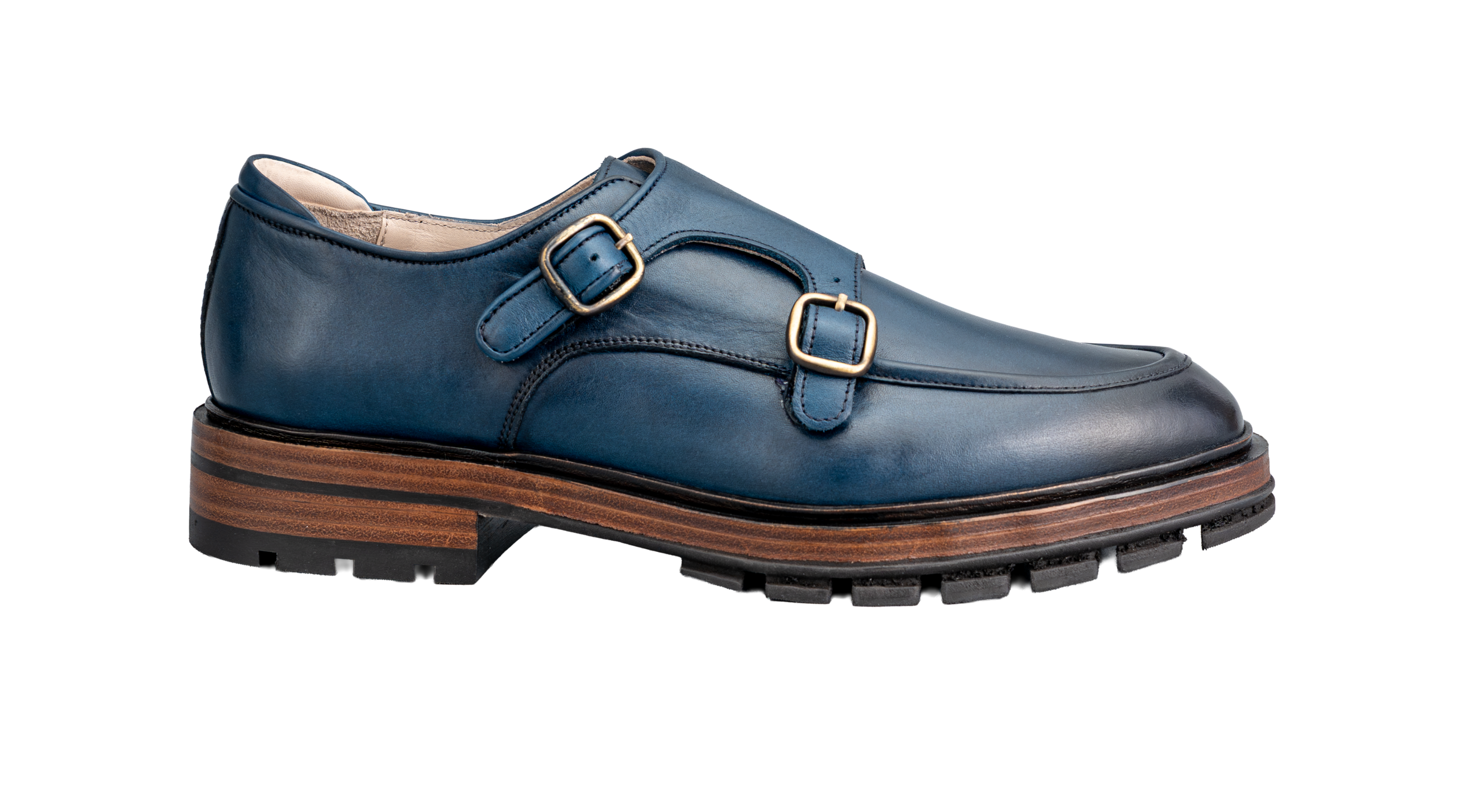 Navy Blue Autunno Double Monk Shoes
