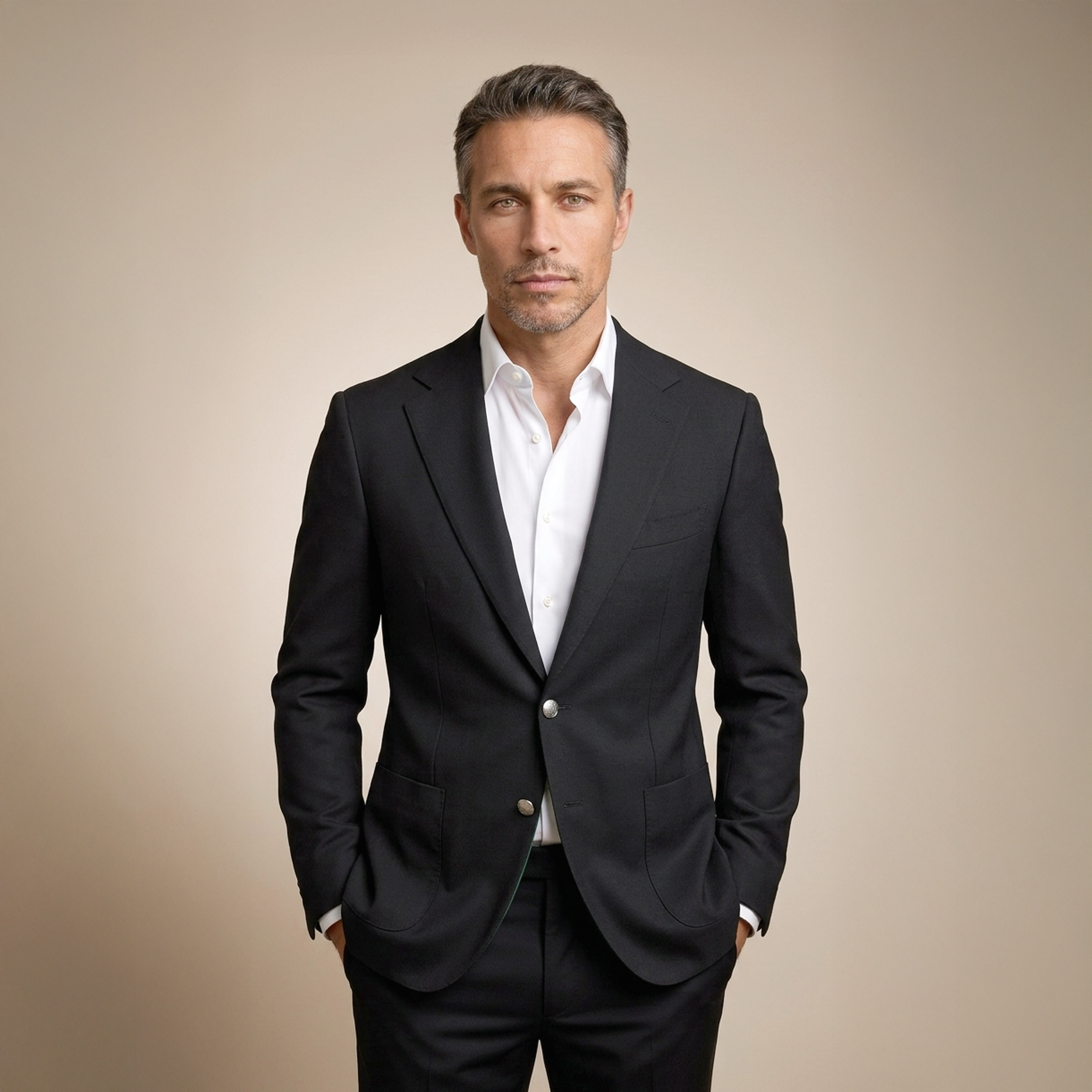 Black Textured Wool Blazer