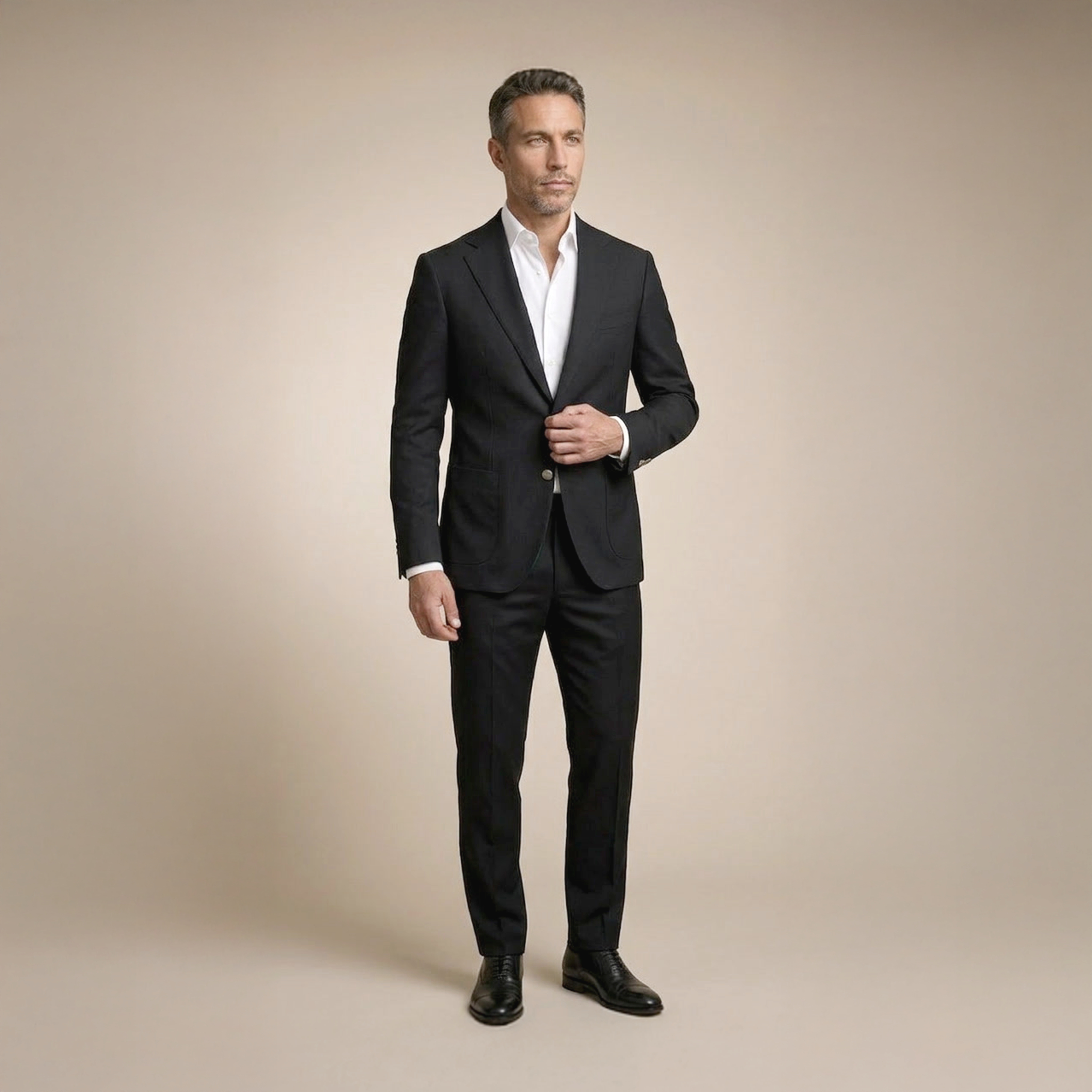 Black Textured Wool Blazer