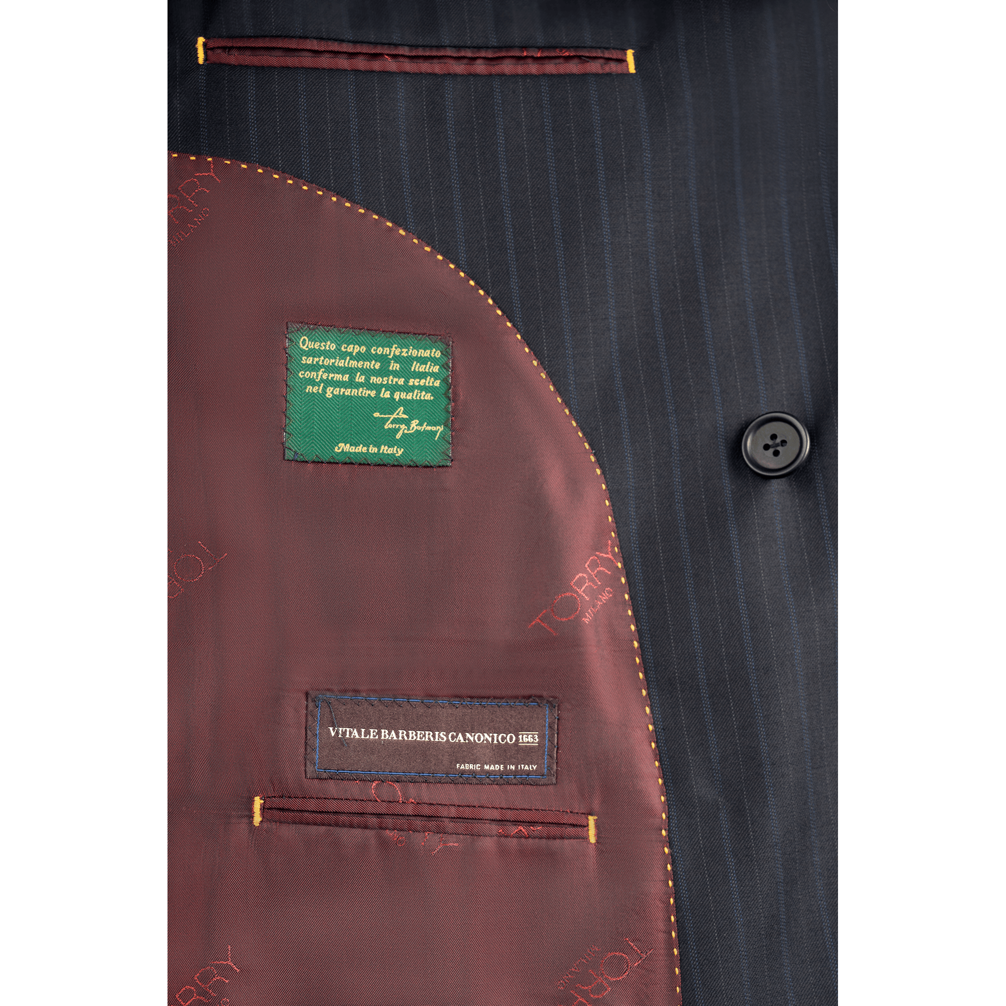 Navy Blue Striped Double Breasted Suit