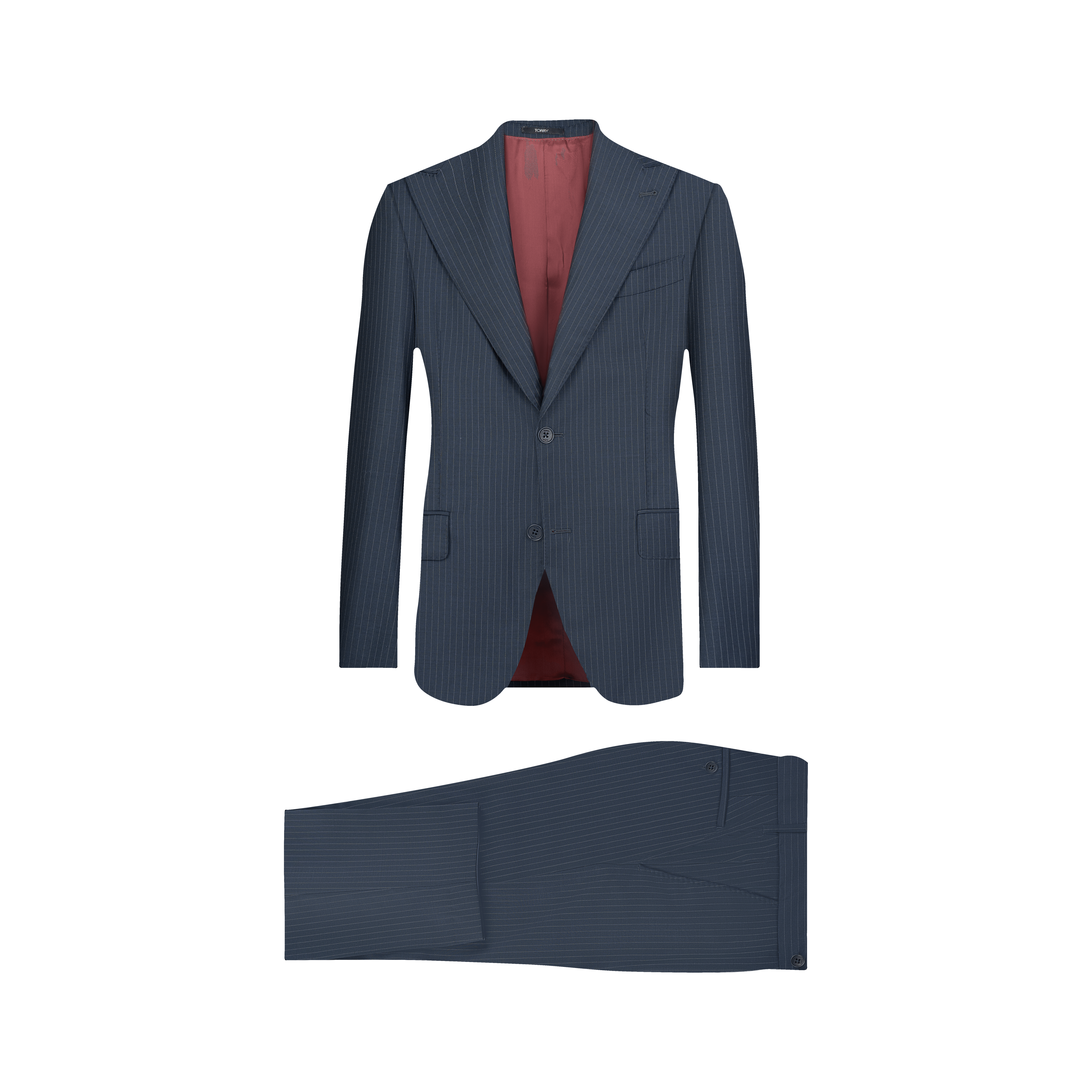 Navy Blue Striped Wool Suit