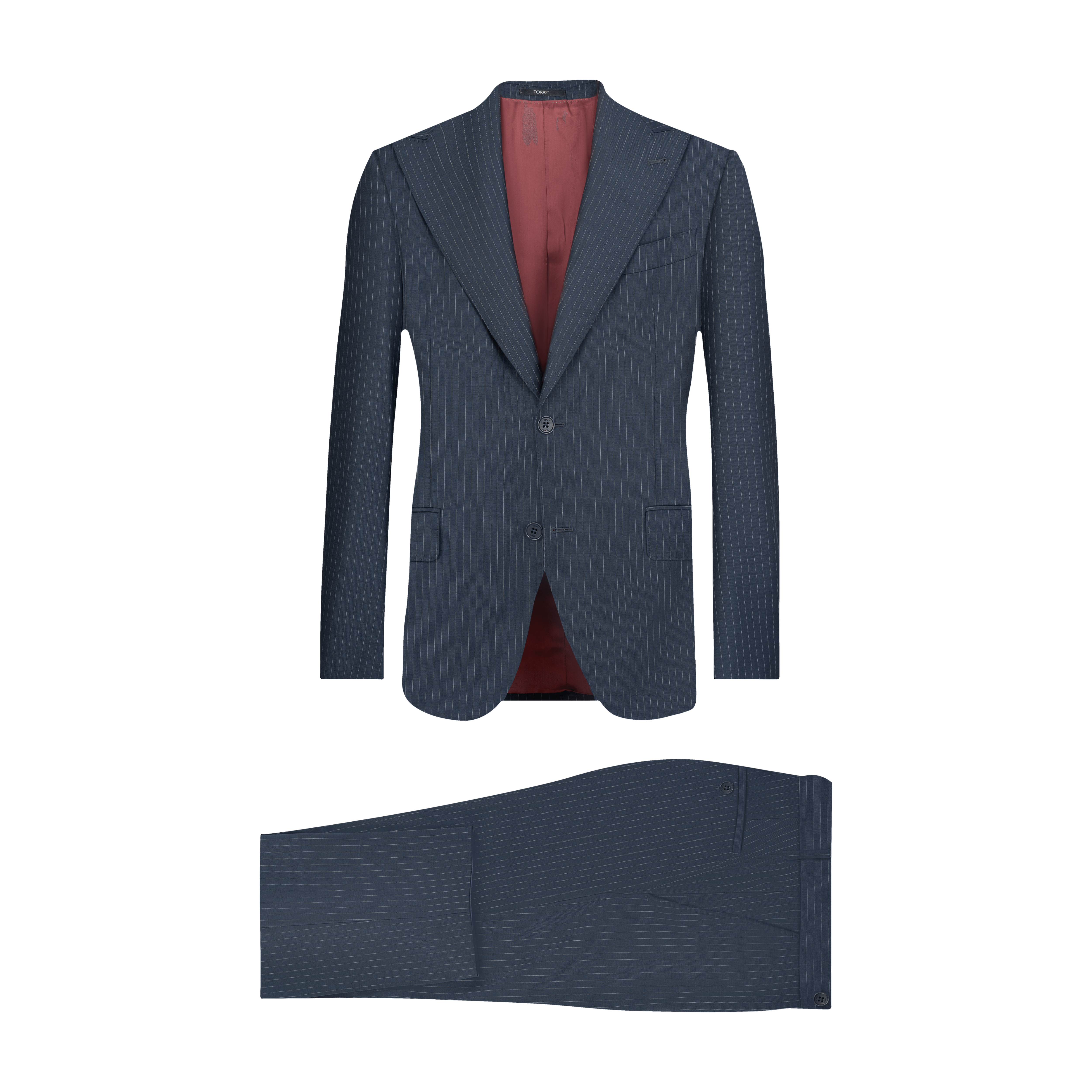 Navy Blue Striped Wool Suit