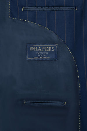 Image of Navy Blue Striped Wool Suit