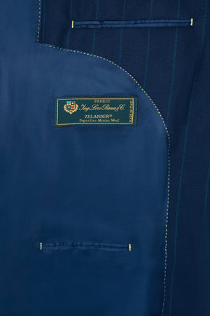 Image of Navy Blue Premium Striped Wool Suit