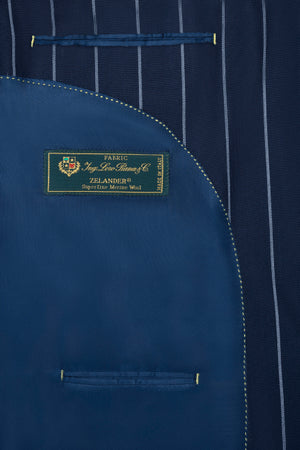 Image of Navy Blue Premium Striped Wool Suit