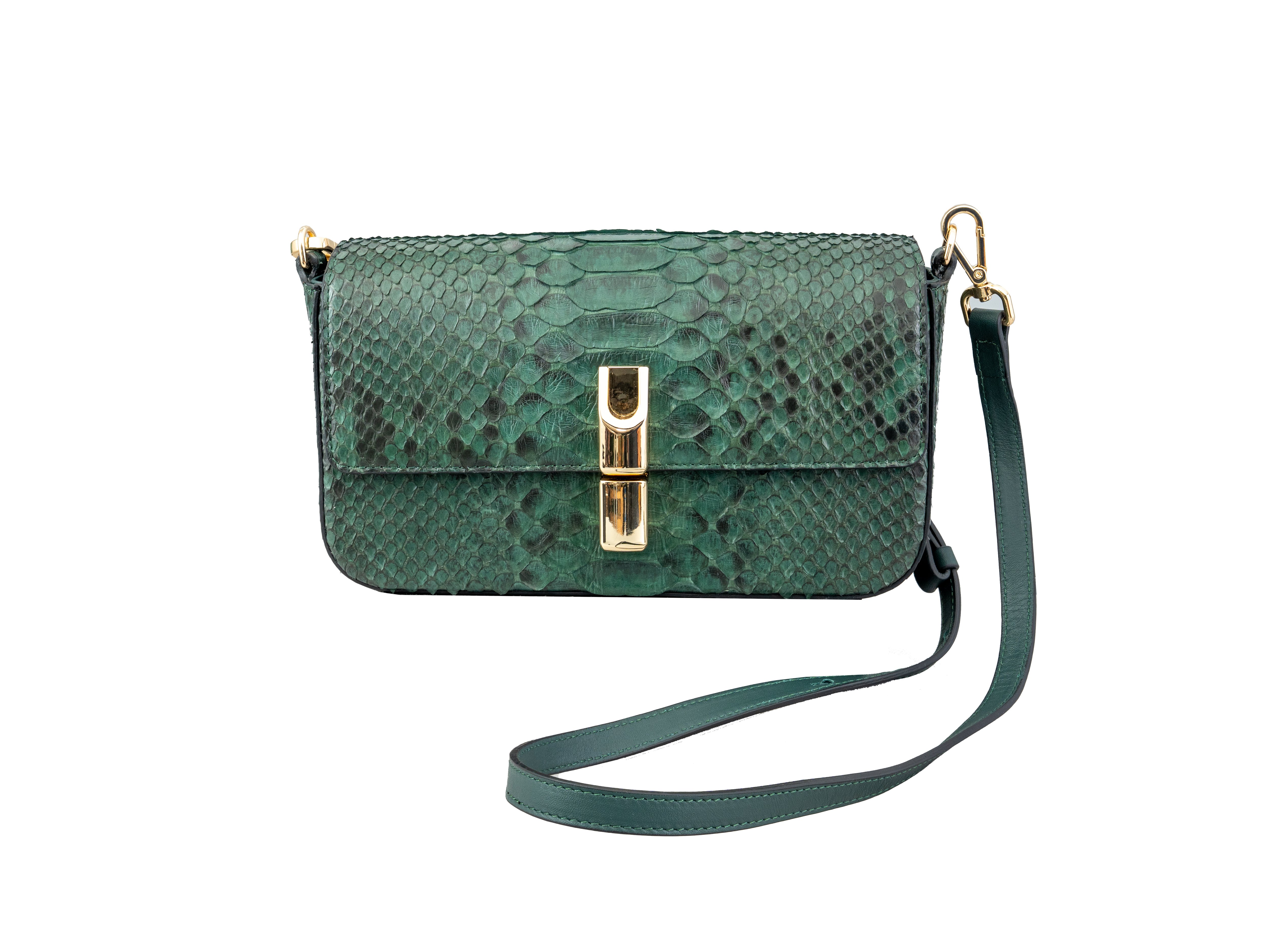 Geantă din piele verde Nocturne Python