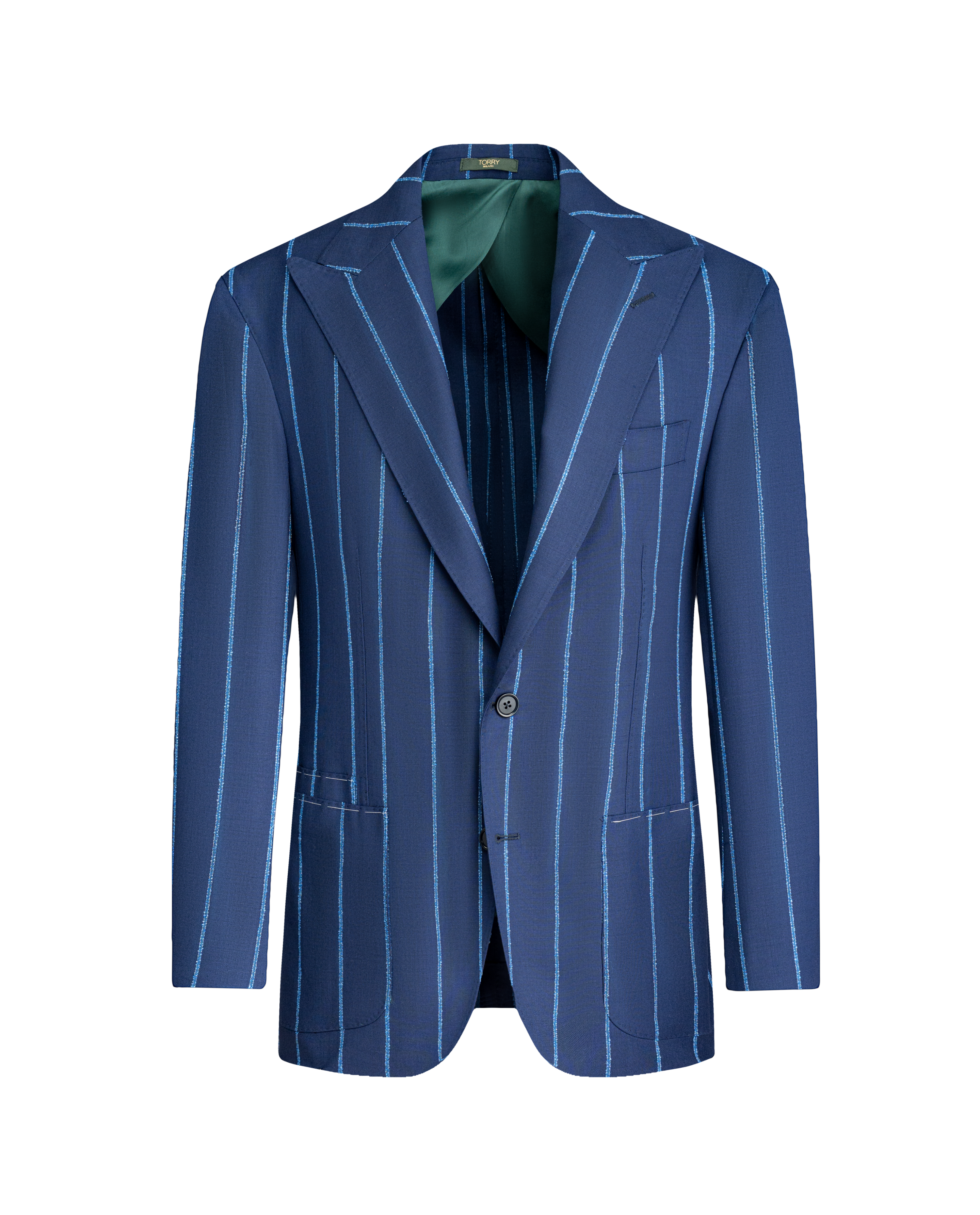 Navy Blue Striped Wool Blazer