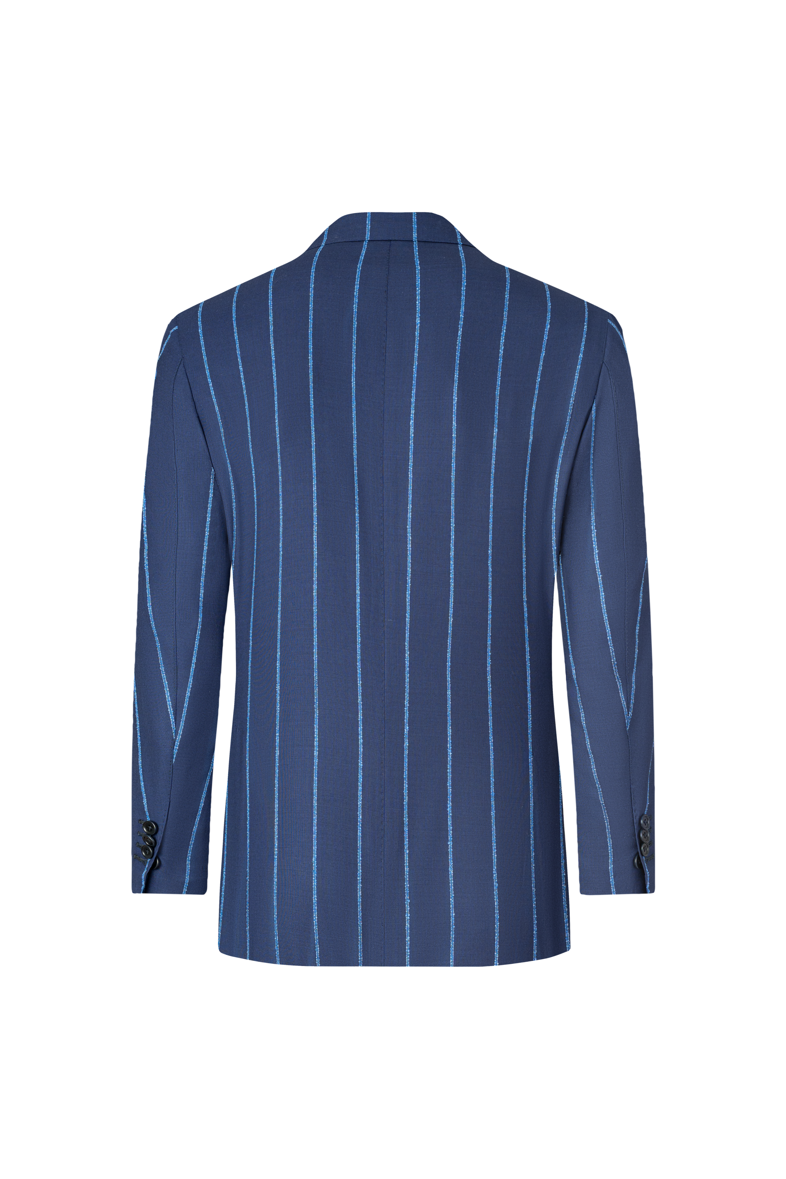 Navy Blue Striped Wool Blazer