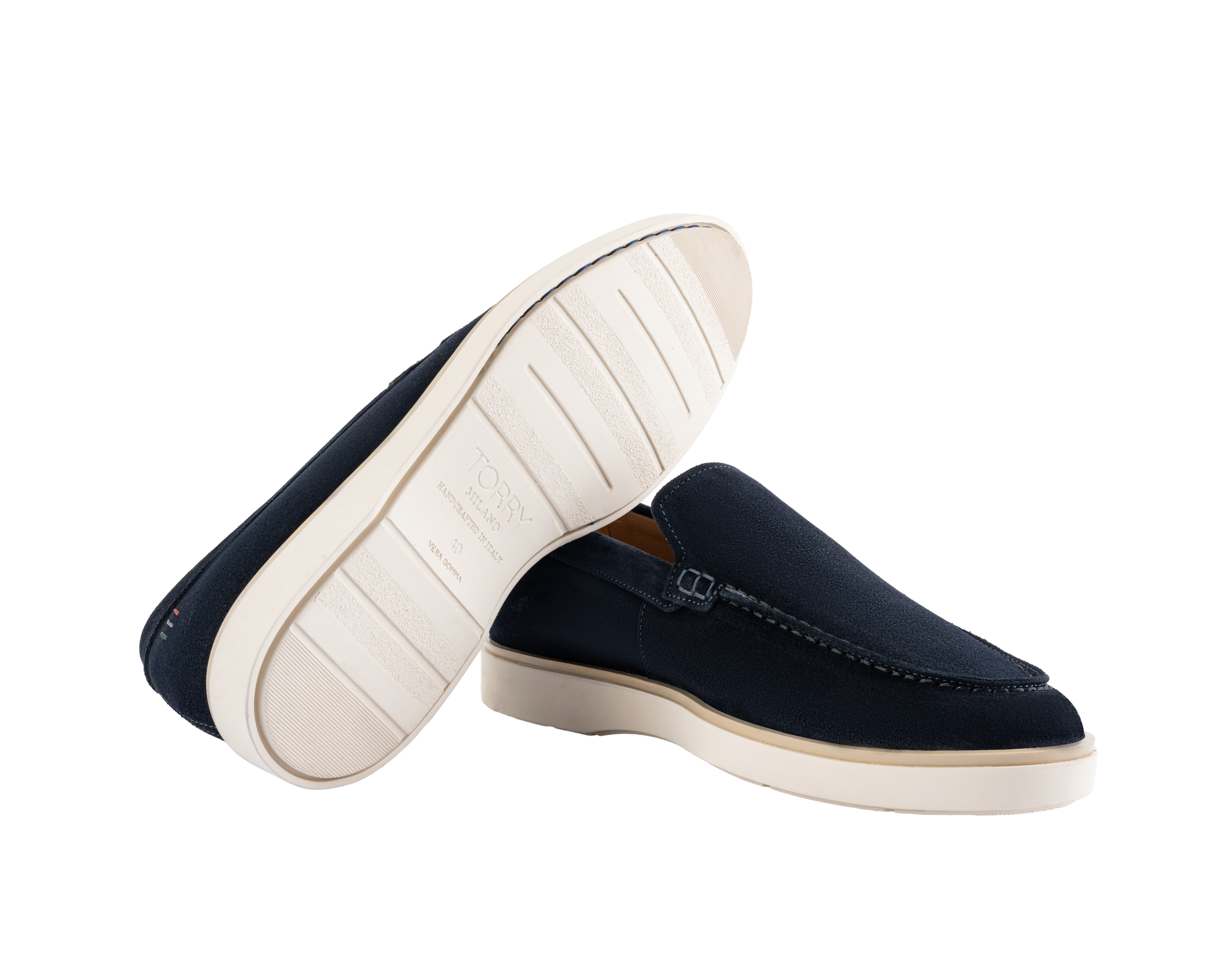 Premium Navy Blue Leather Loafers