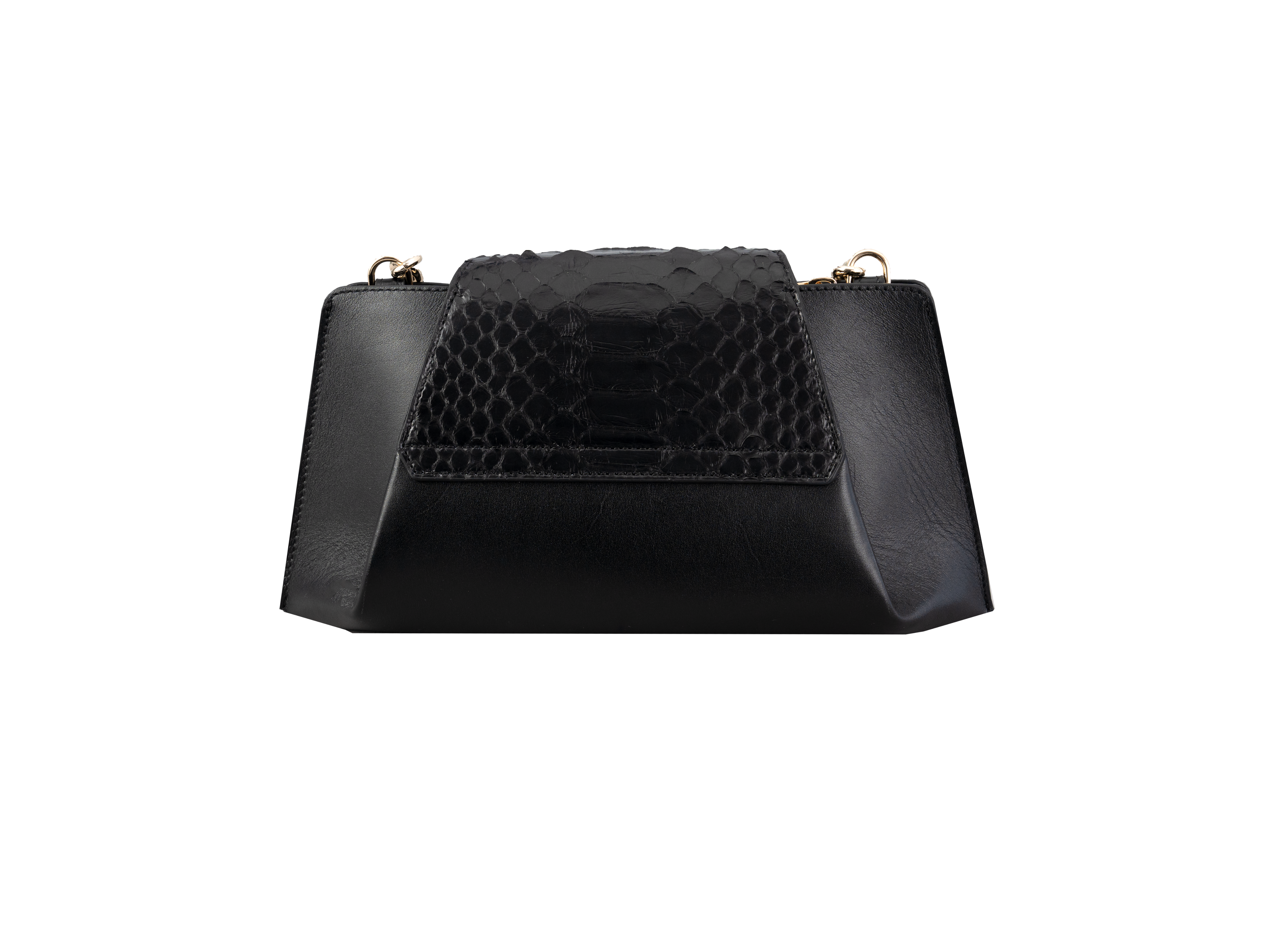Black Eclat Python Leather Bag