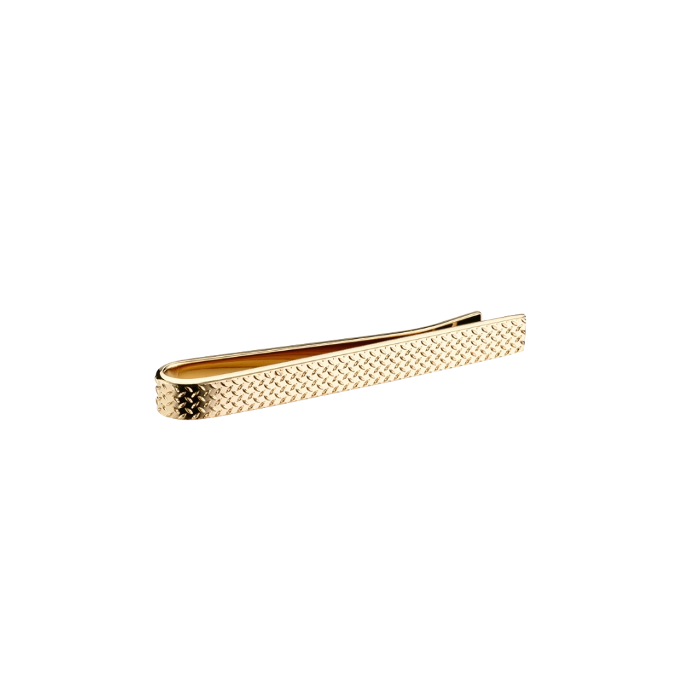 Gold Industrial Diamond-Plate Brass Tie Slide