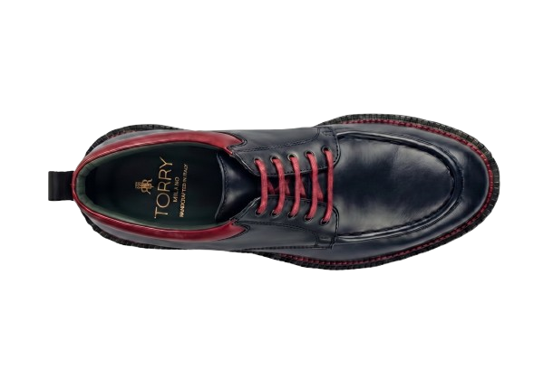 Navy Blue Calfskin Lace-up Shoes