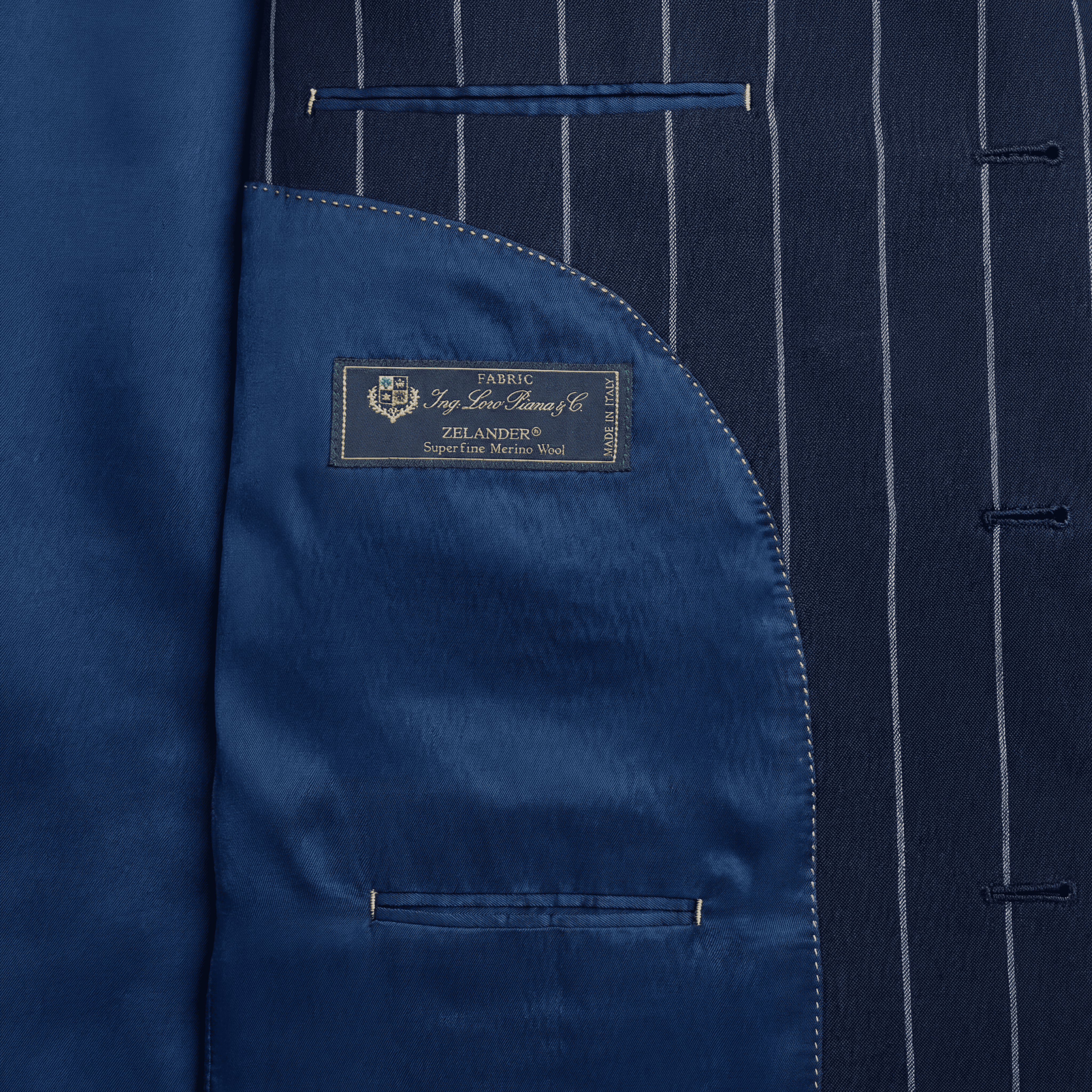 Blue Premium Striped Wool Suit