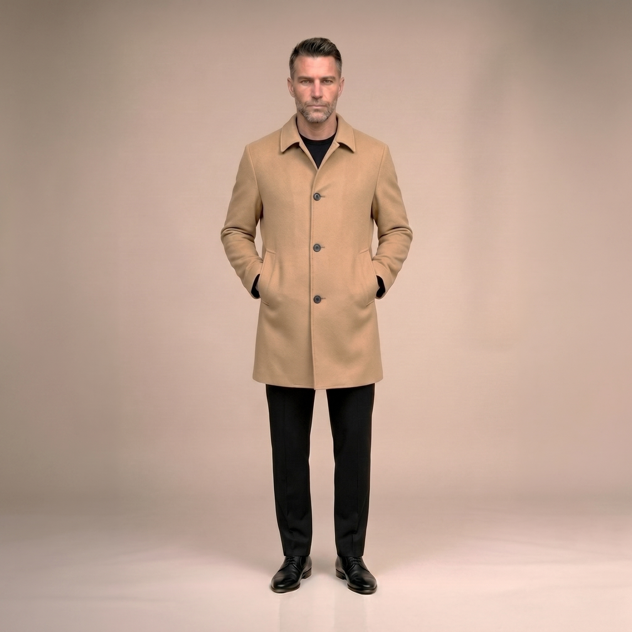 Double-Face Luxury Coat - Navy Blue & Brown