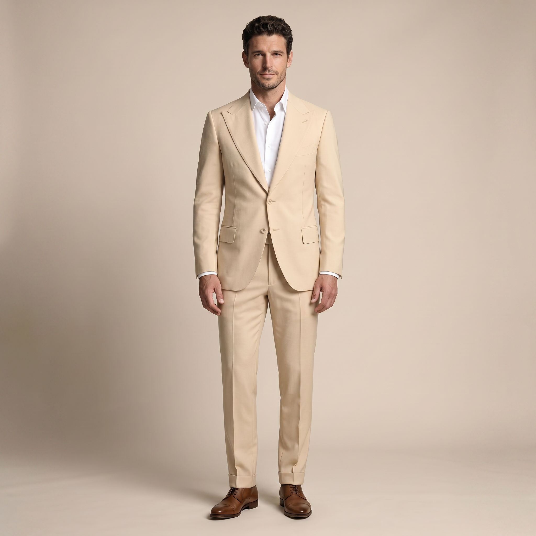 Dark Cream Wool Suit