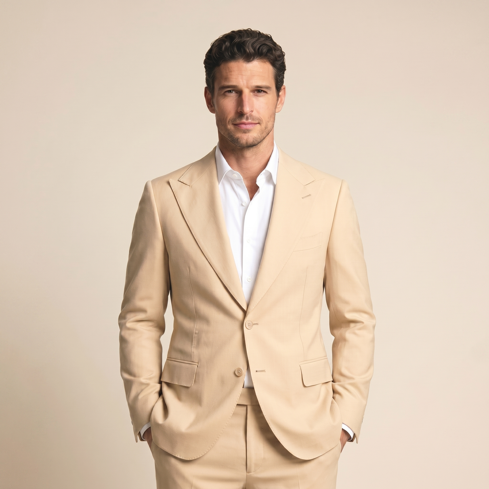 Dark Cream Wool Suit