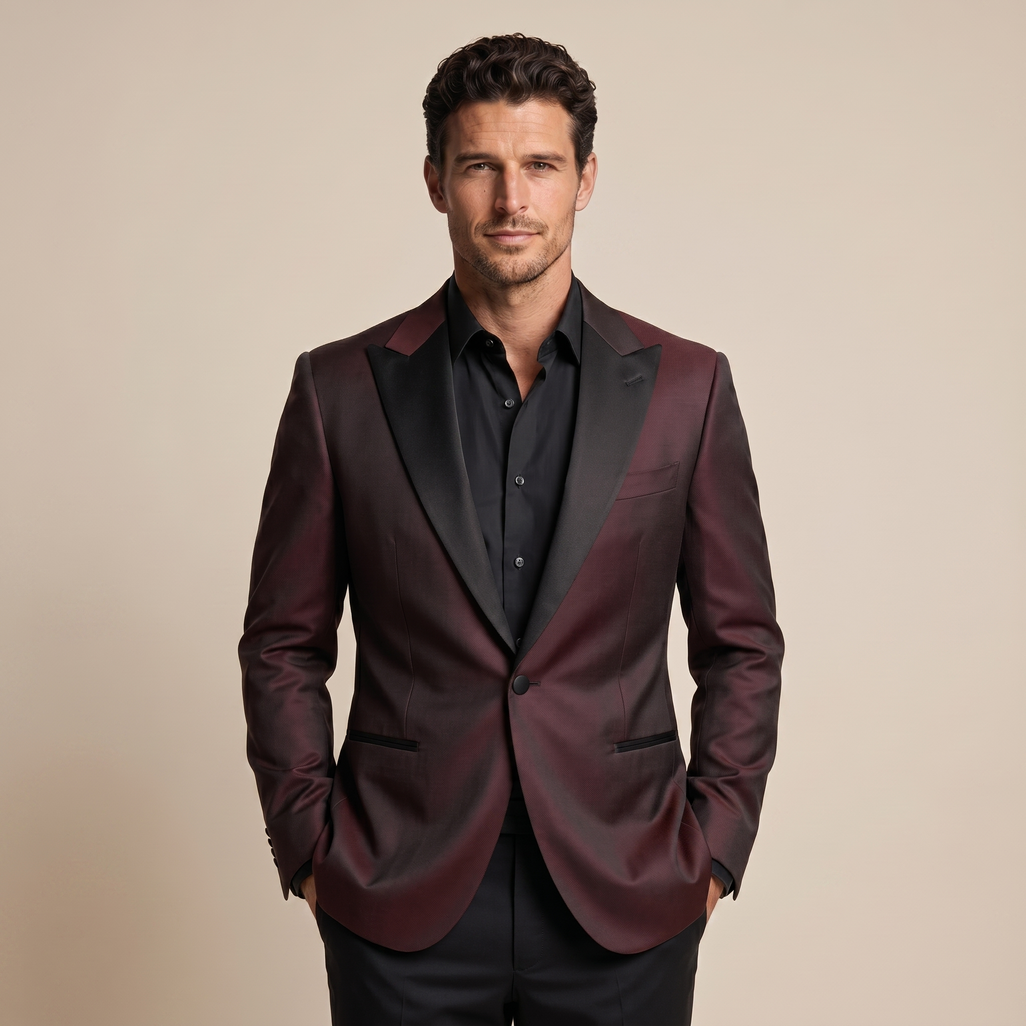 Burgundy Ceremony Satin Tuxedo