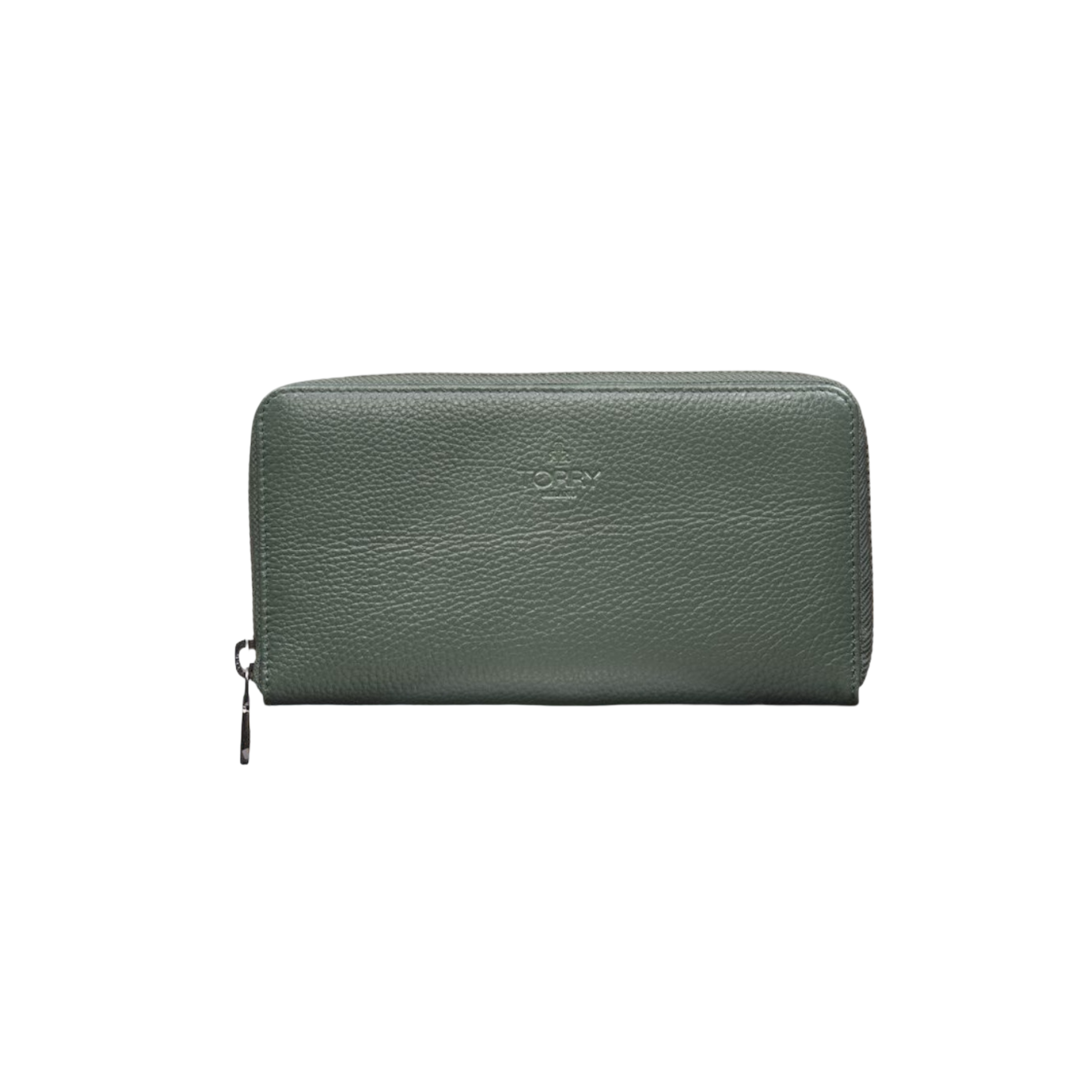 Green Leather Wallet With Zipper