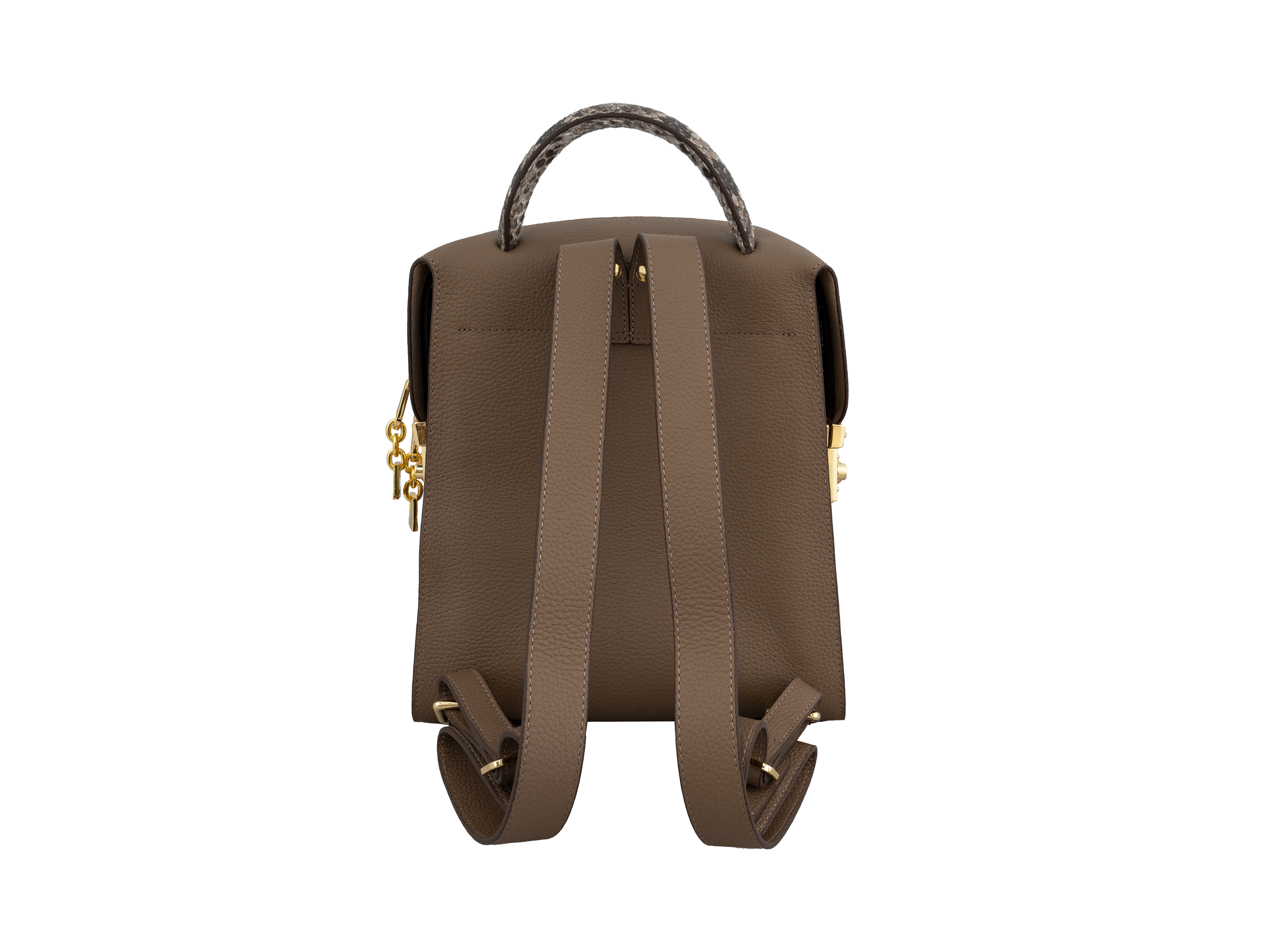 Beige Modern Python Leather Backpack
