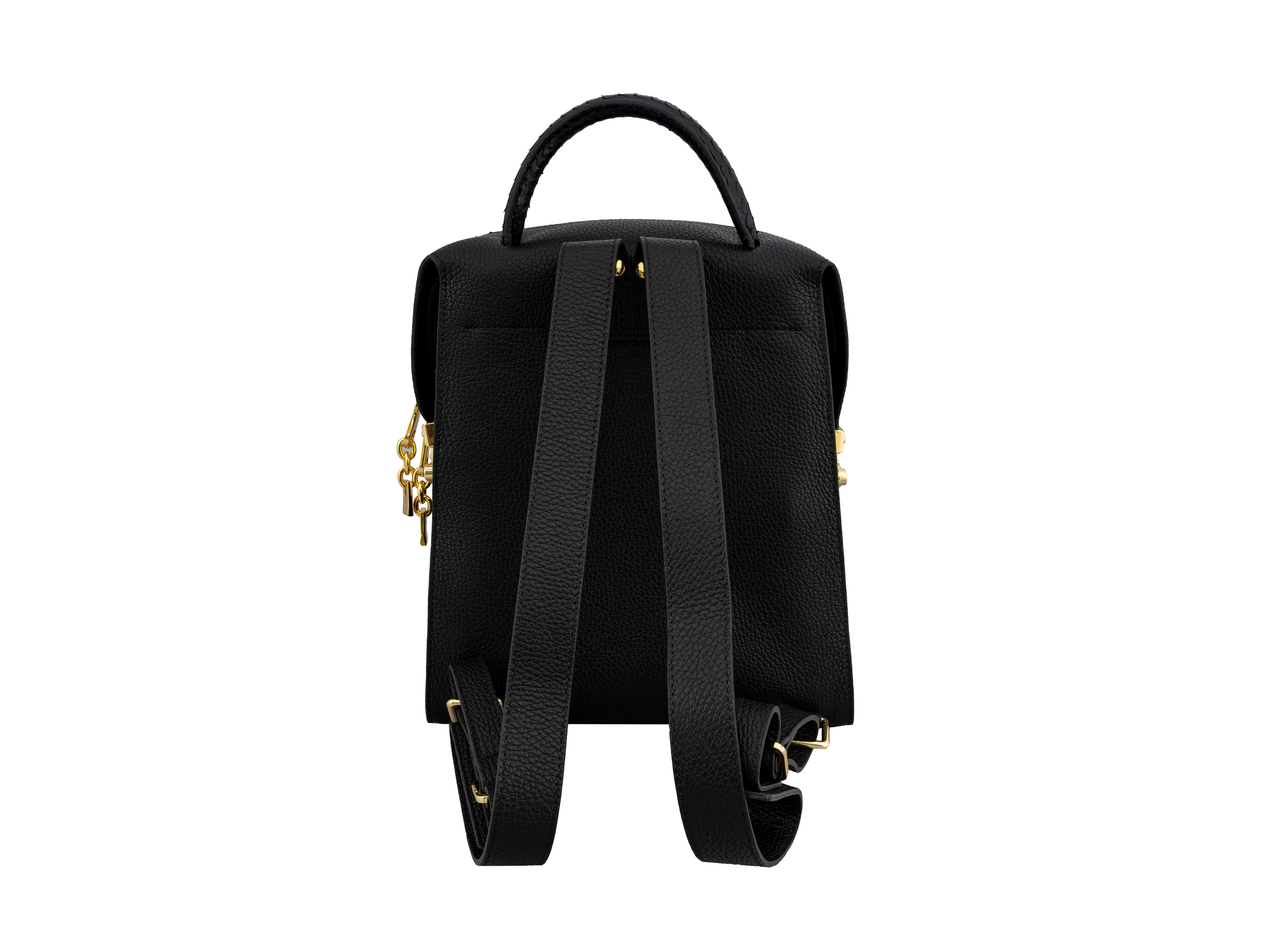 Black Modern Python Leather Backpack